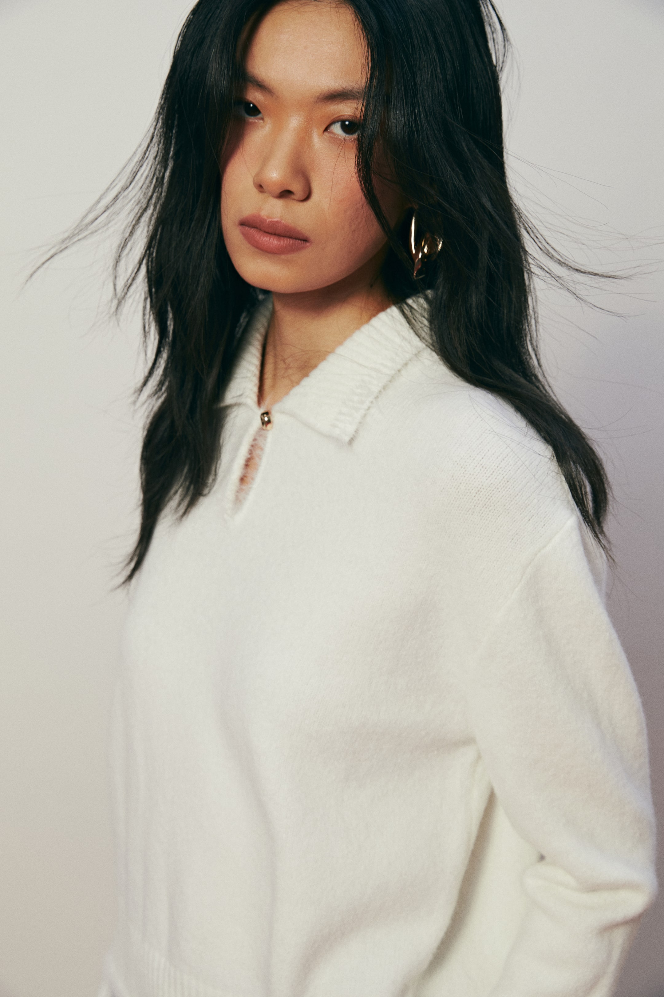 拡大画像を表示: 襟付きセーター - ホワイト - レディース | H&M JP 5