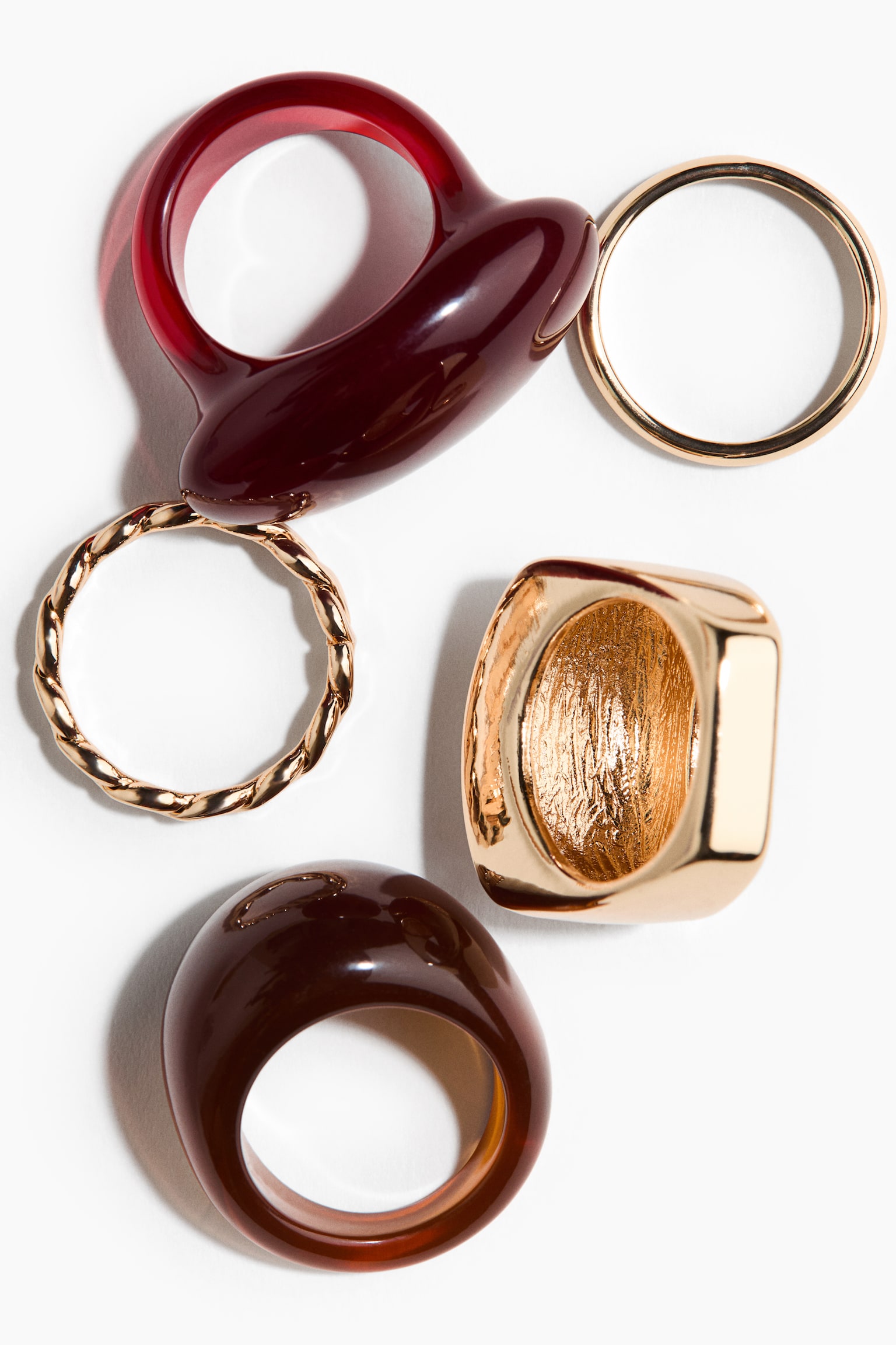 5-pack rings - Gold-coloured/Brown - 3