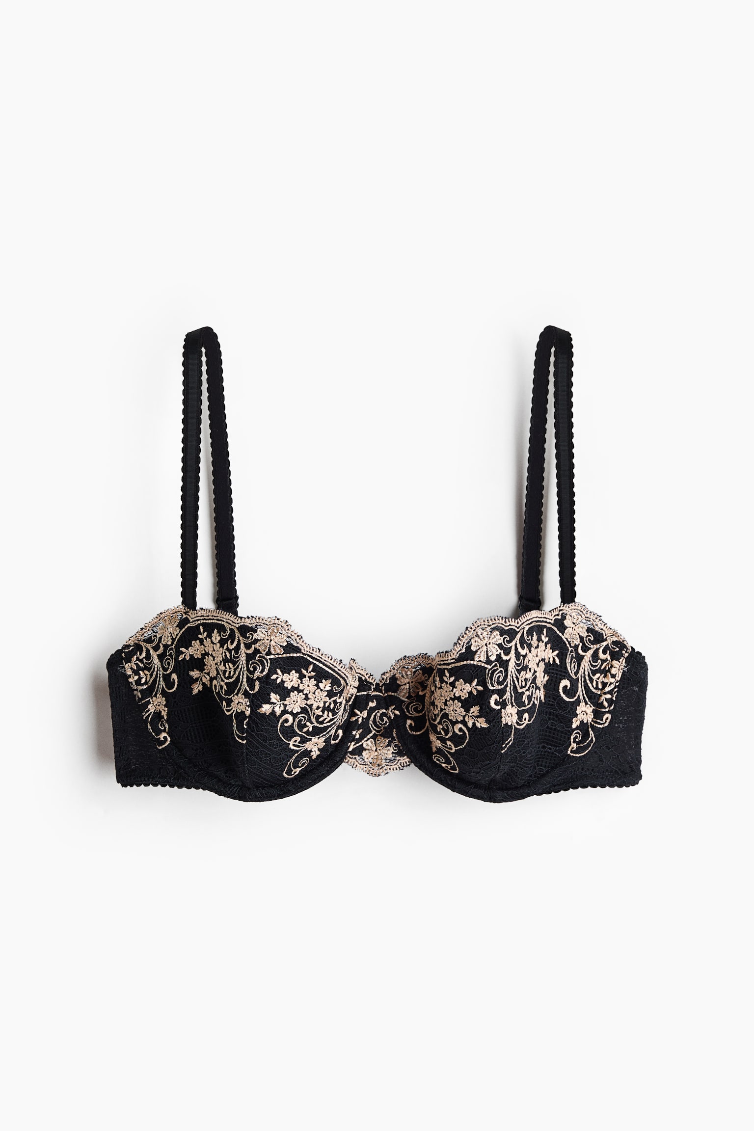 Padded embroidered balconette bra - 1