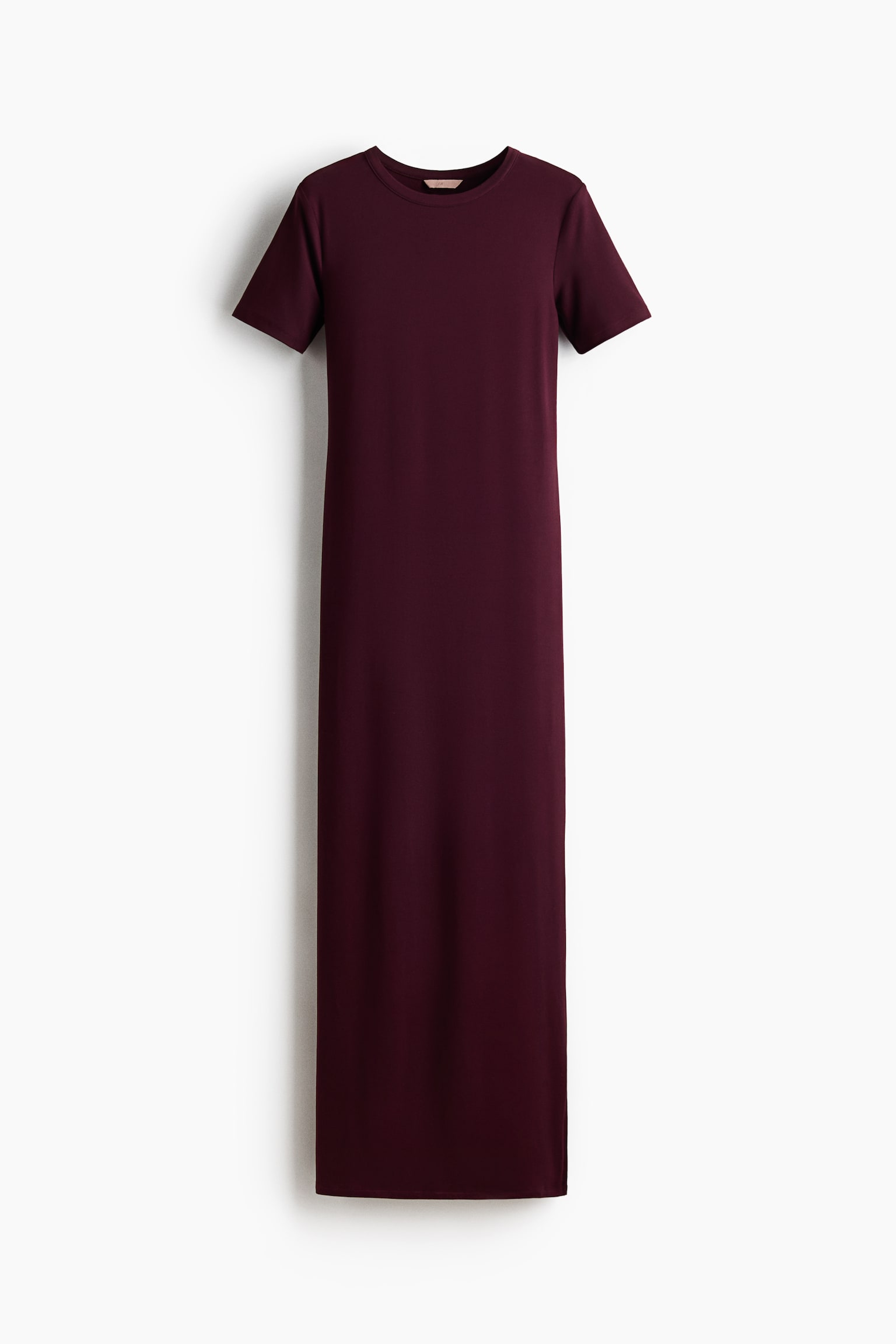 Long T-shirt dress - Burgundy - 2