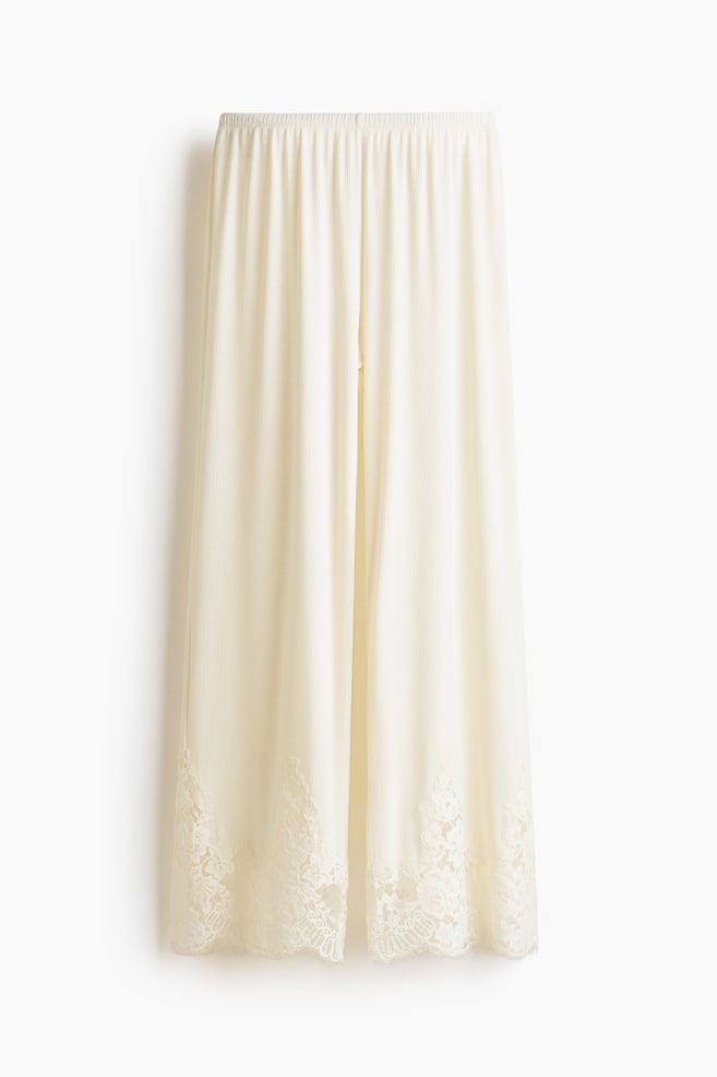 Lace-trimmed pyjama bottoms - White/Black/Cream/Black/Rust brown - 1