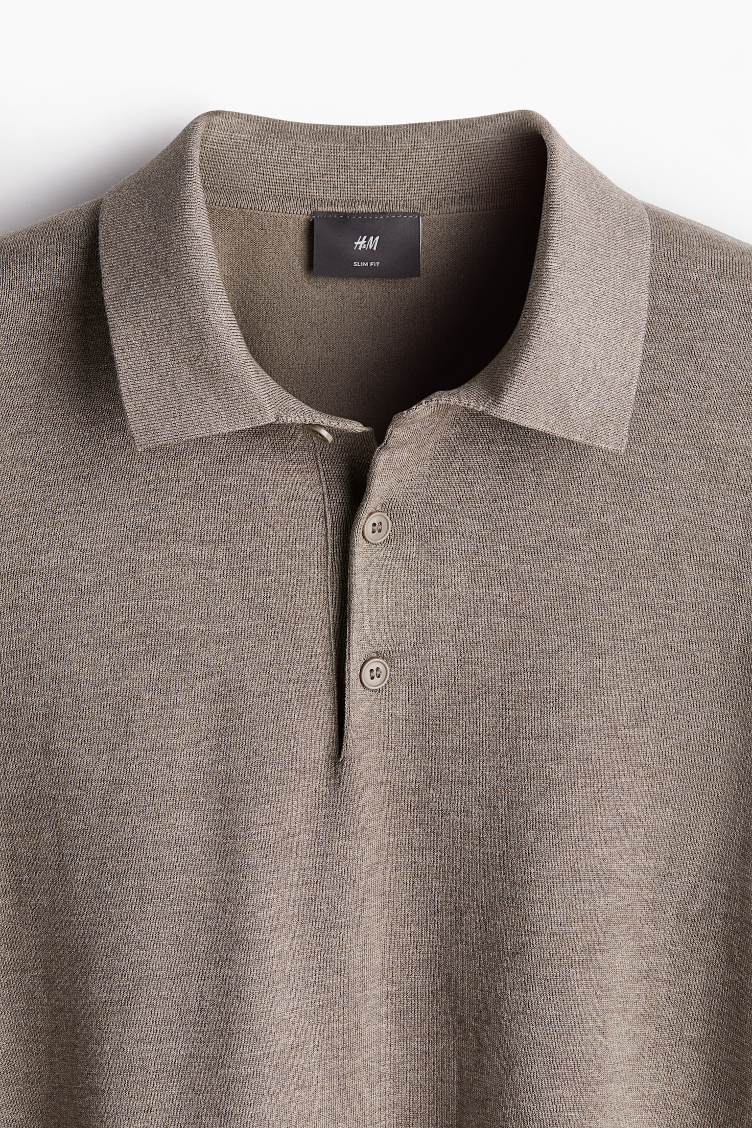 Slim Fit Fine-knit polo shirt - Greige marl/Dark grey marl/Black/Navy blue - 6