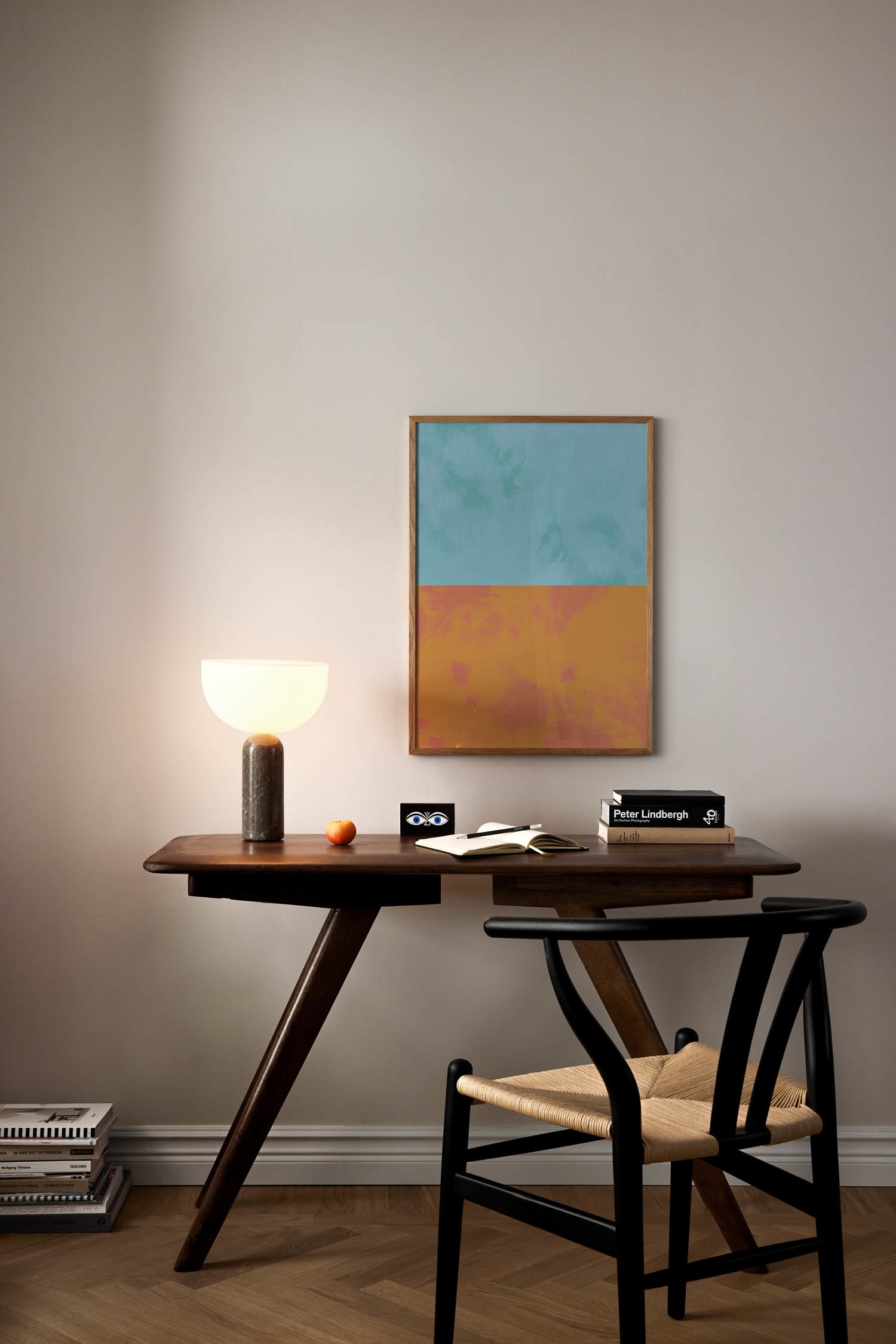 Teal And Tangerine Poster - Blue