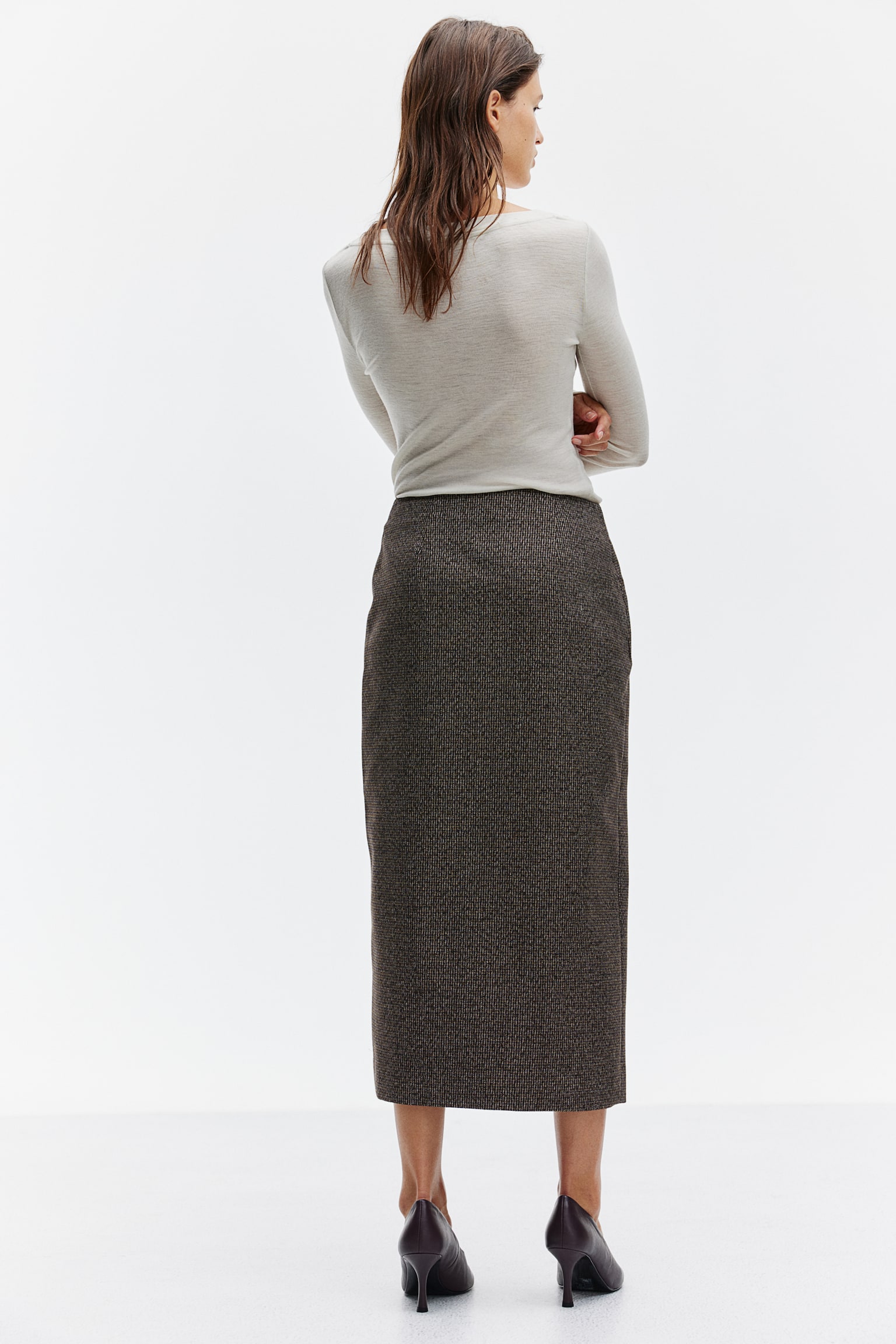 Pencil wrap skirt - Dark beige marl - 3