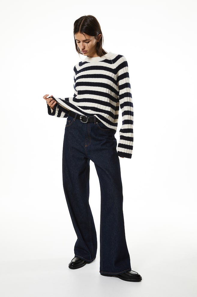 Rib-knit jumper - Navy blue/Striped/Light greige/Mole/Striped - 4