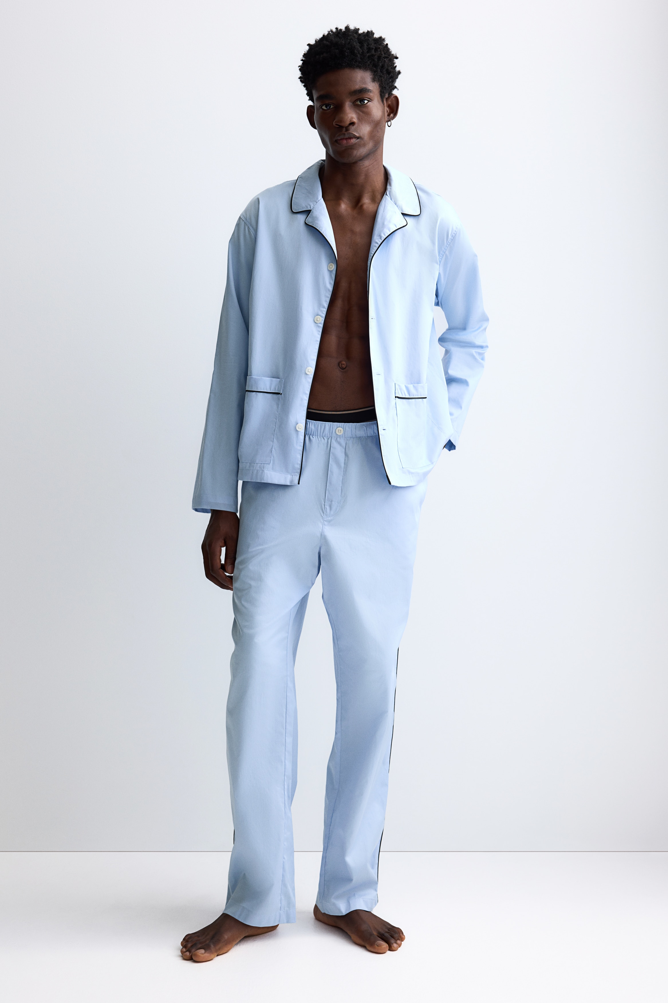 Men - Light blue Cotton pyjama shirt and bottoms - Size: S  - H&M