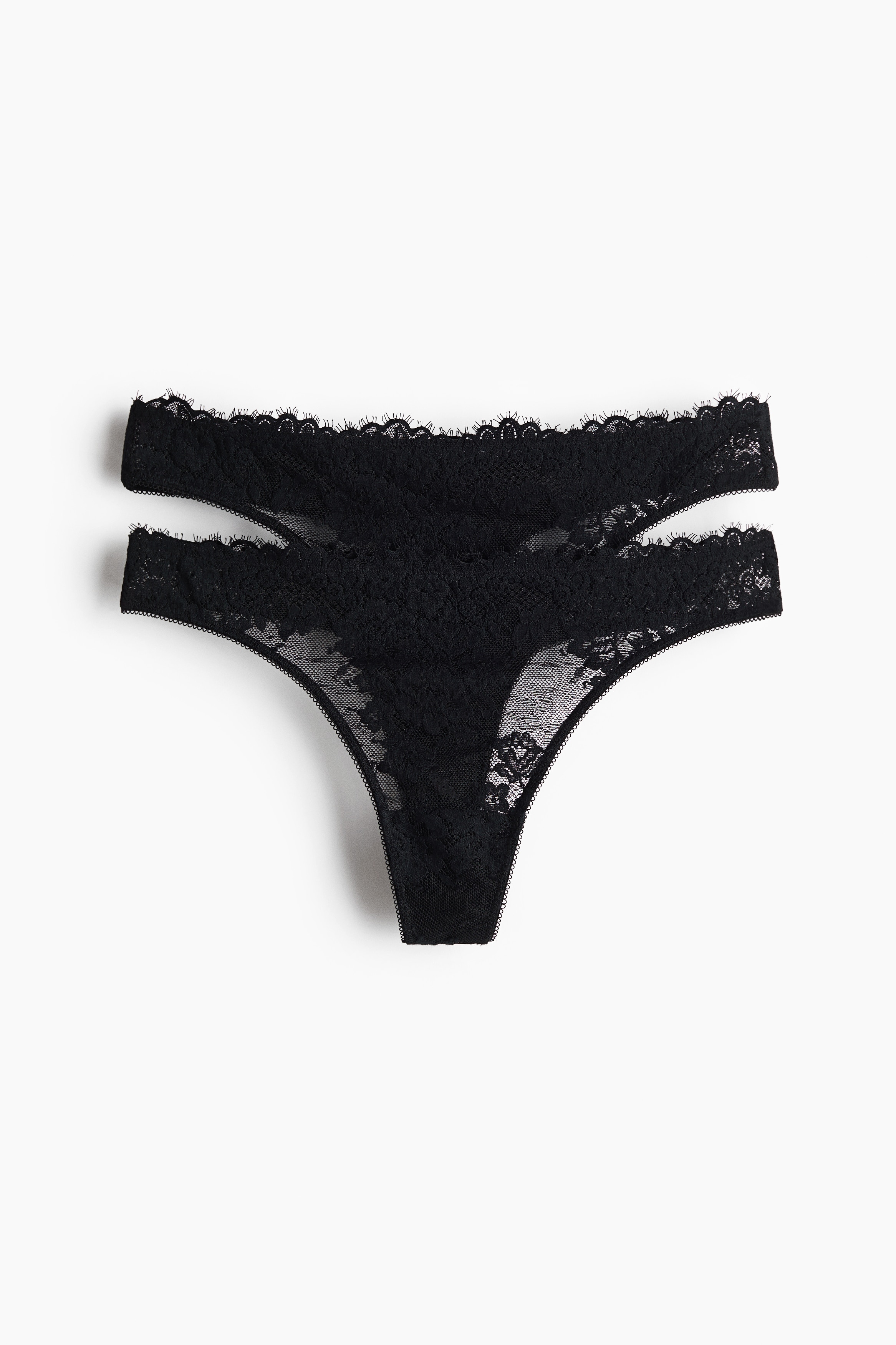 2er-Pack Tangas aus Spitze - Schwarz/Hellrosa