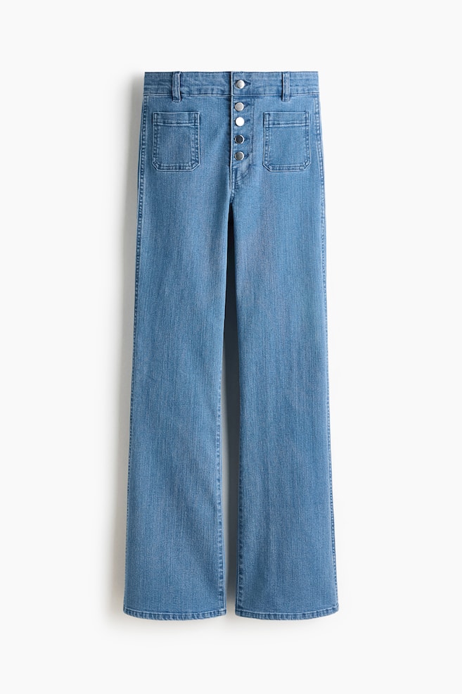 Flared Leg High Waist Jeans - Denim blue - 1