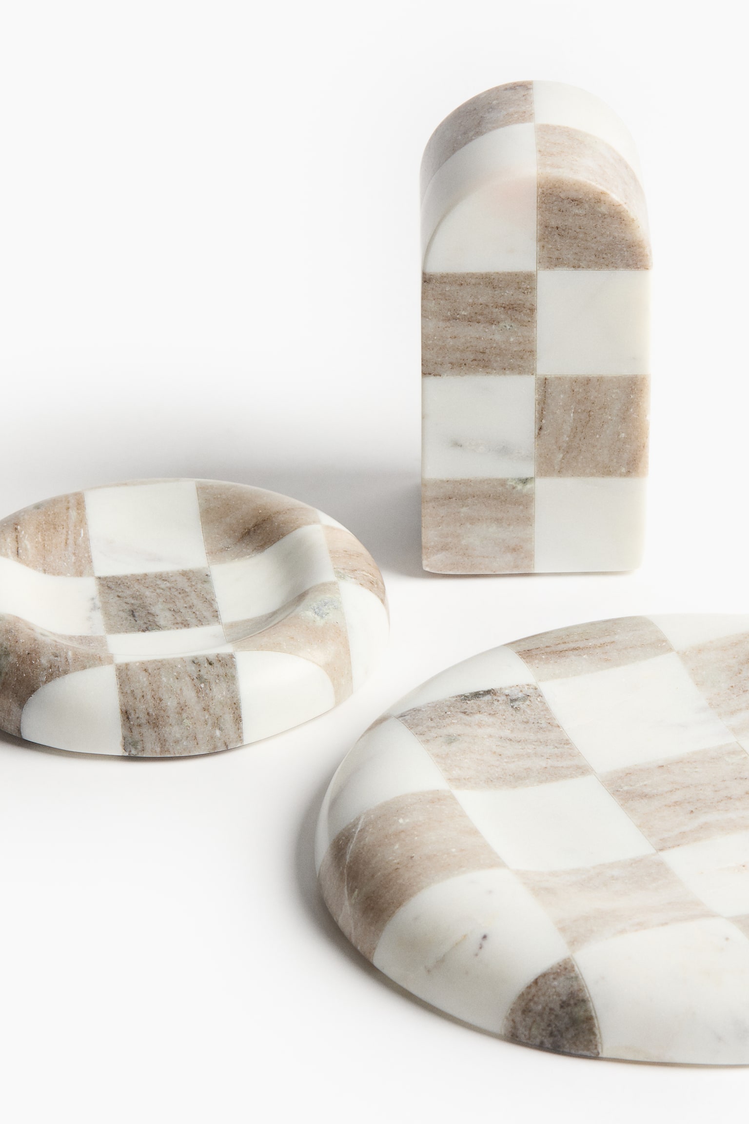 Marble bookend - Beige/White checked - 3