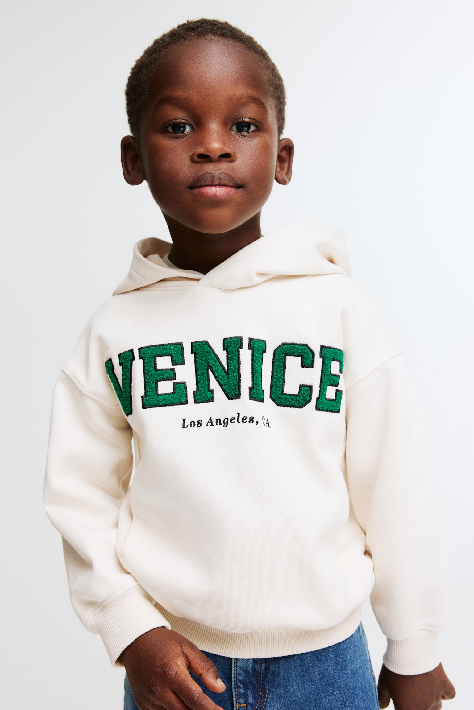 Hoodie med broderi - Creme/Venice - 1