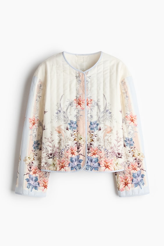 Женские куртки H&M Quilted Linen-Blend Jacket