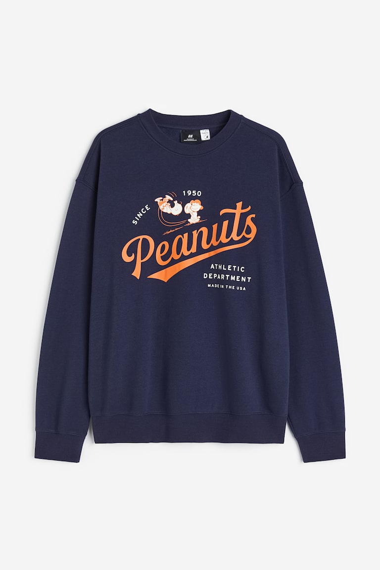 Loose Fit Sweatshirt Navy blue/Snoopy Men H&M US