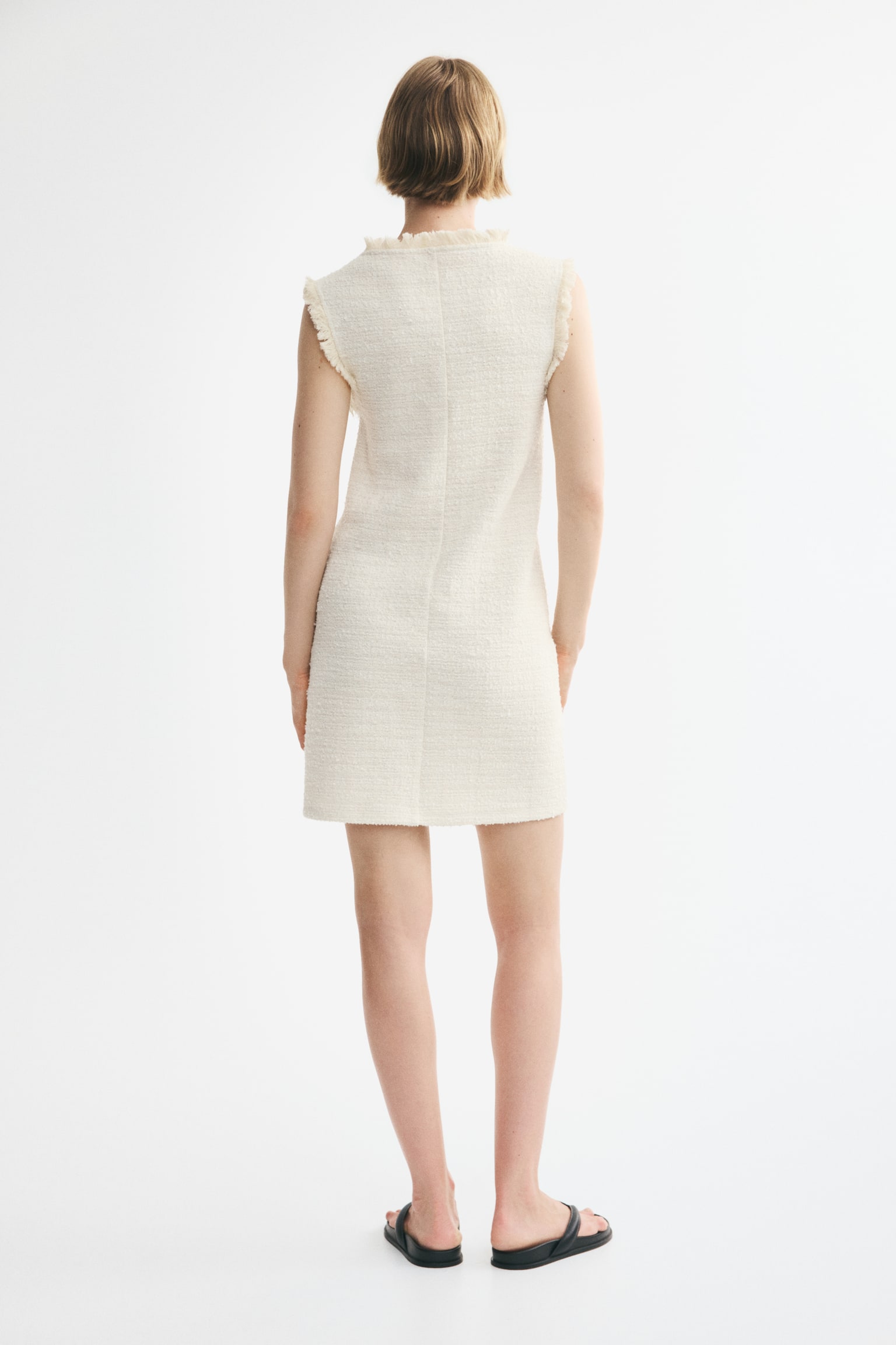 Женское платье H&M Fringed Bouclé-Knit, цвет: Кремовый — фото 5