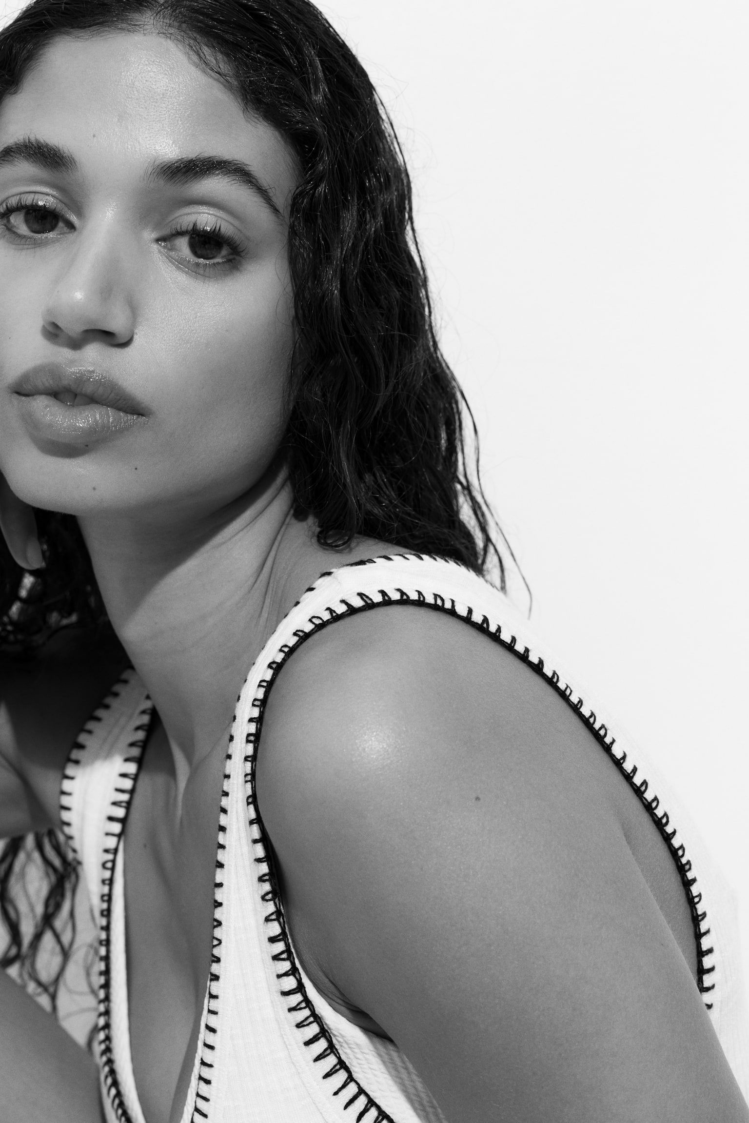 Rib-knit dress - White/Black/Black - 4