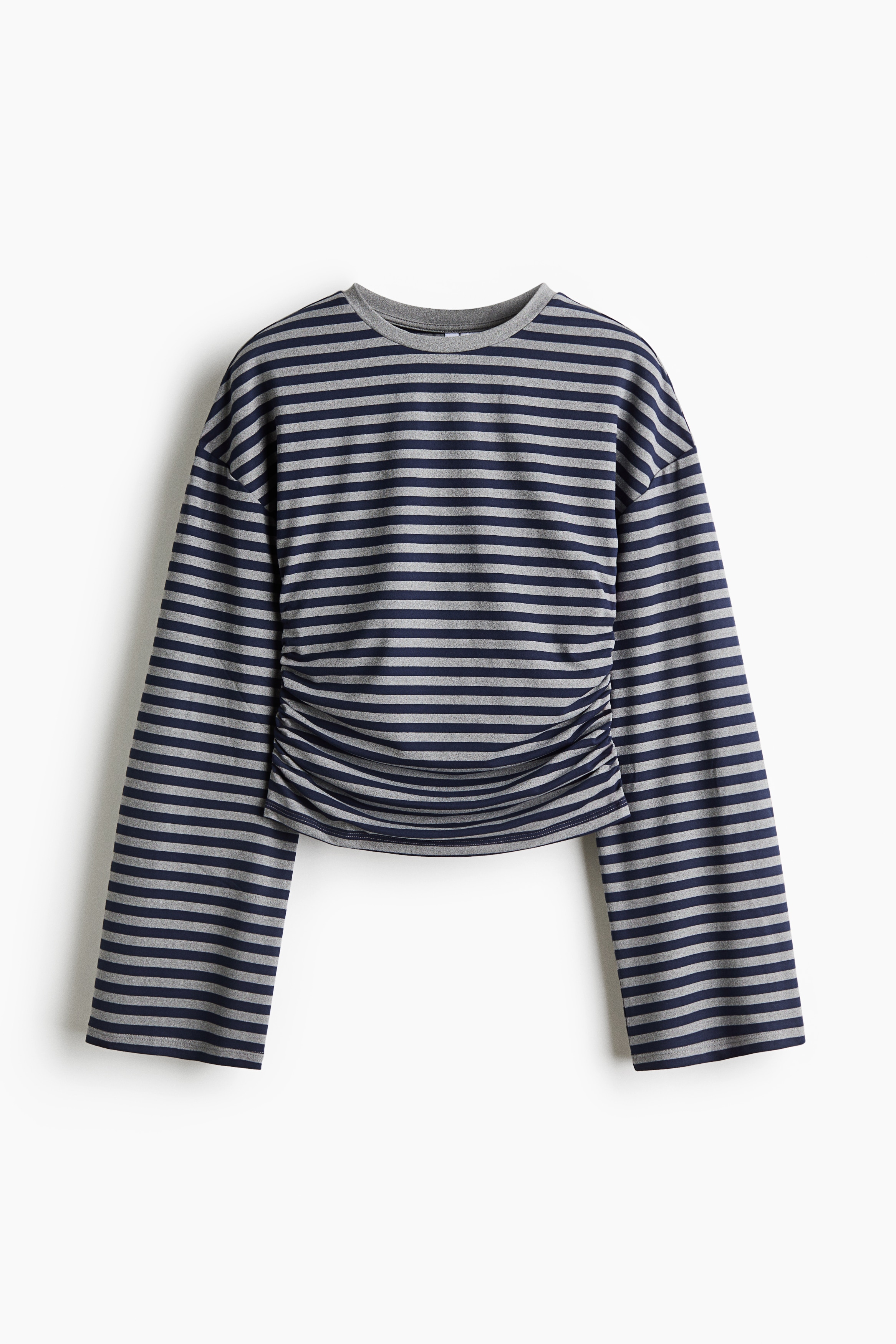 Áo jersey xếp rủ - Màu xanh tím than/Kẻ/Màu hồng đào/Kẻ/Màu vàng nhạt/Kẻ