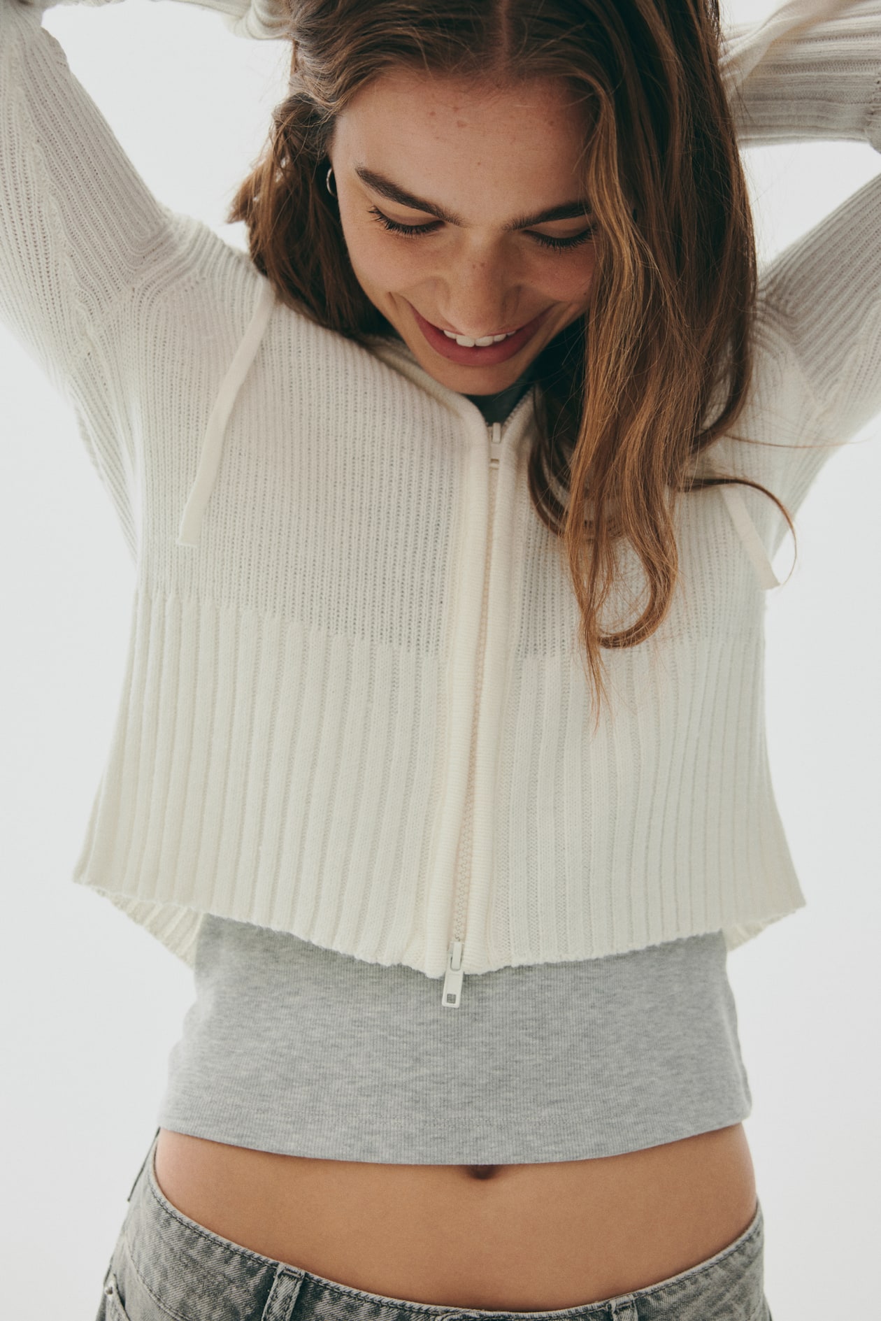 Hooded Cardigan with Zipper - image 2