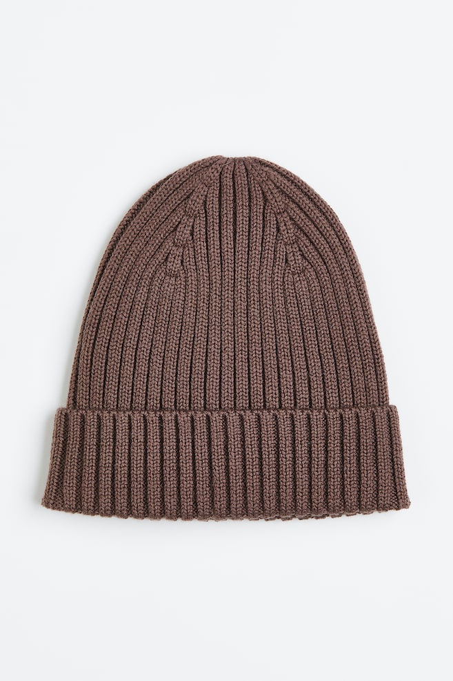 Rib-knit wool hat - Brown - 1