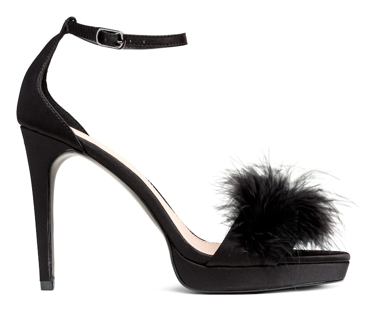 Sandals with Feathers Black Ladies H&M US