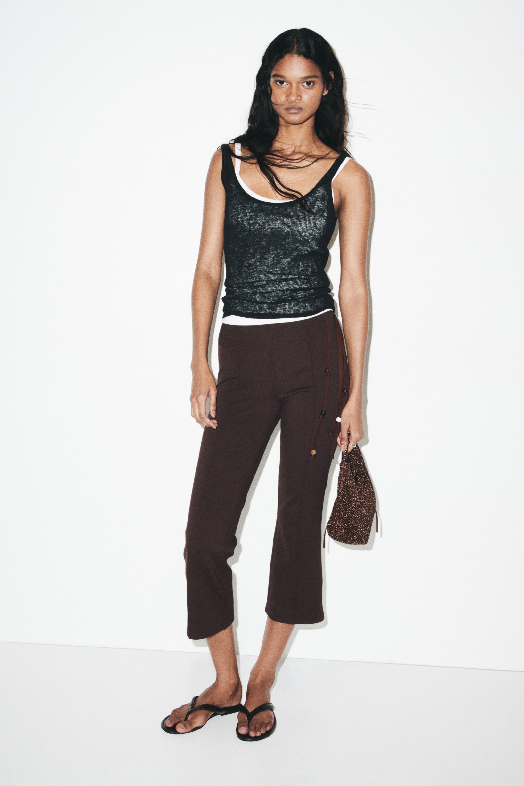 View larger image: Viscose-blend capri trousers - Dark brown - Ladies | H&M 1