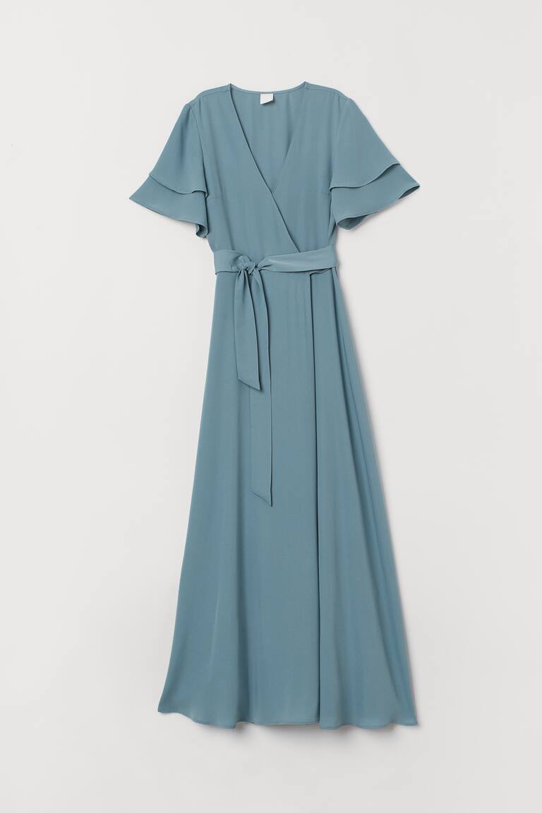 Wrap dress - V-neck - Short sleeve - Dusky green - Ladies | H&M GB