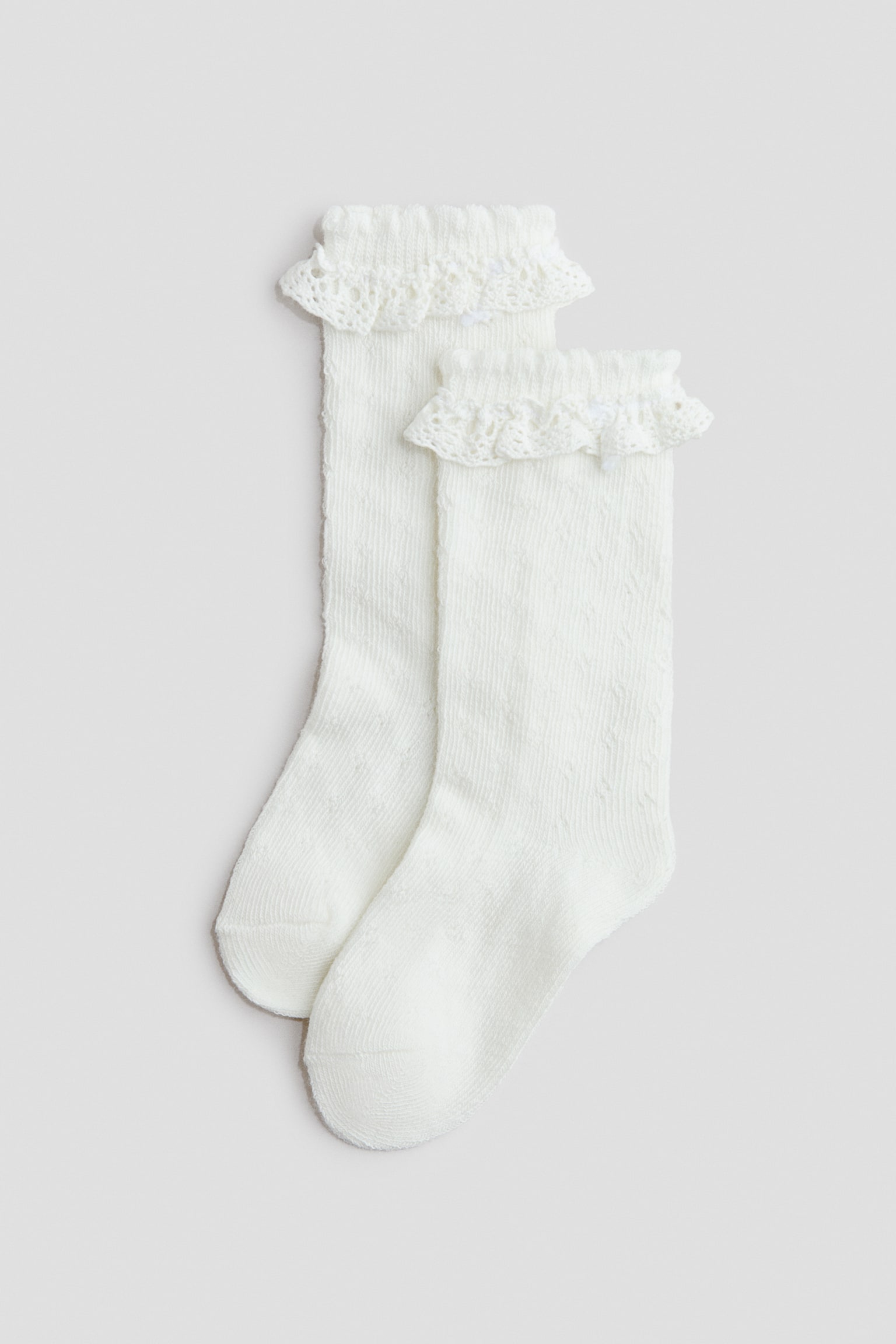 Chaussettes hautes avec nœud - Blanc/Blanc