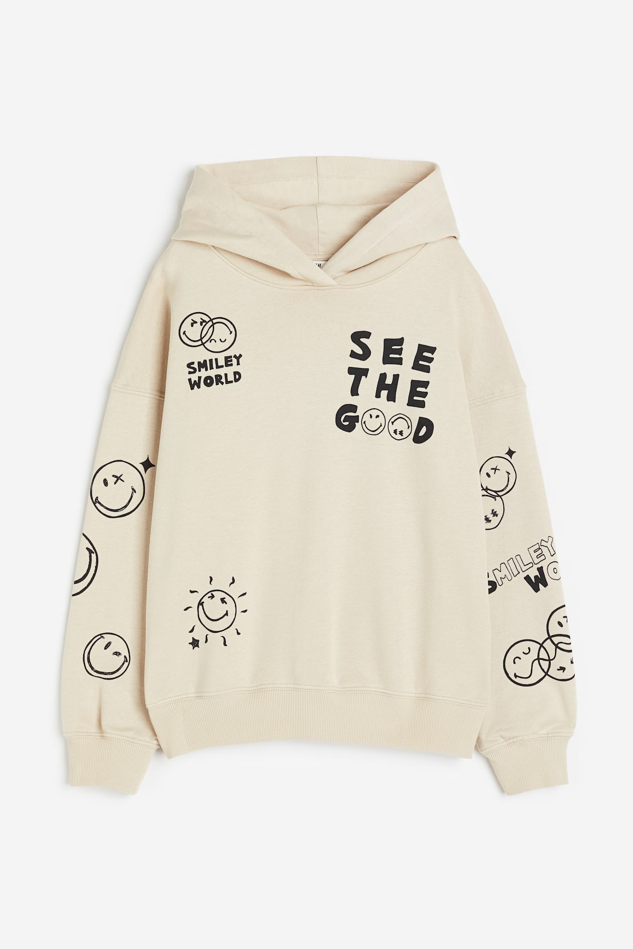 Oversized printed hoodie Beige/SmileyWorld® Kids H&M HK