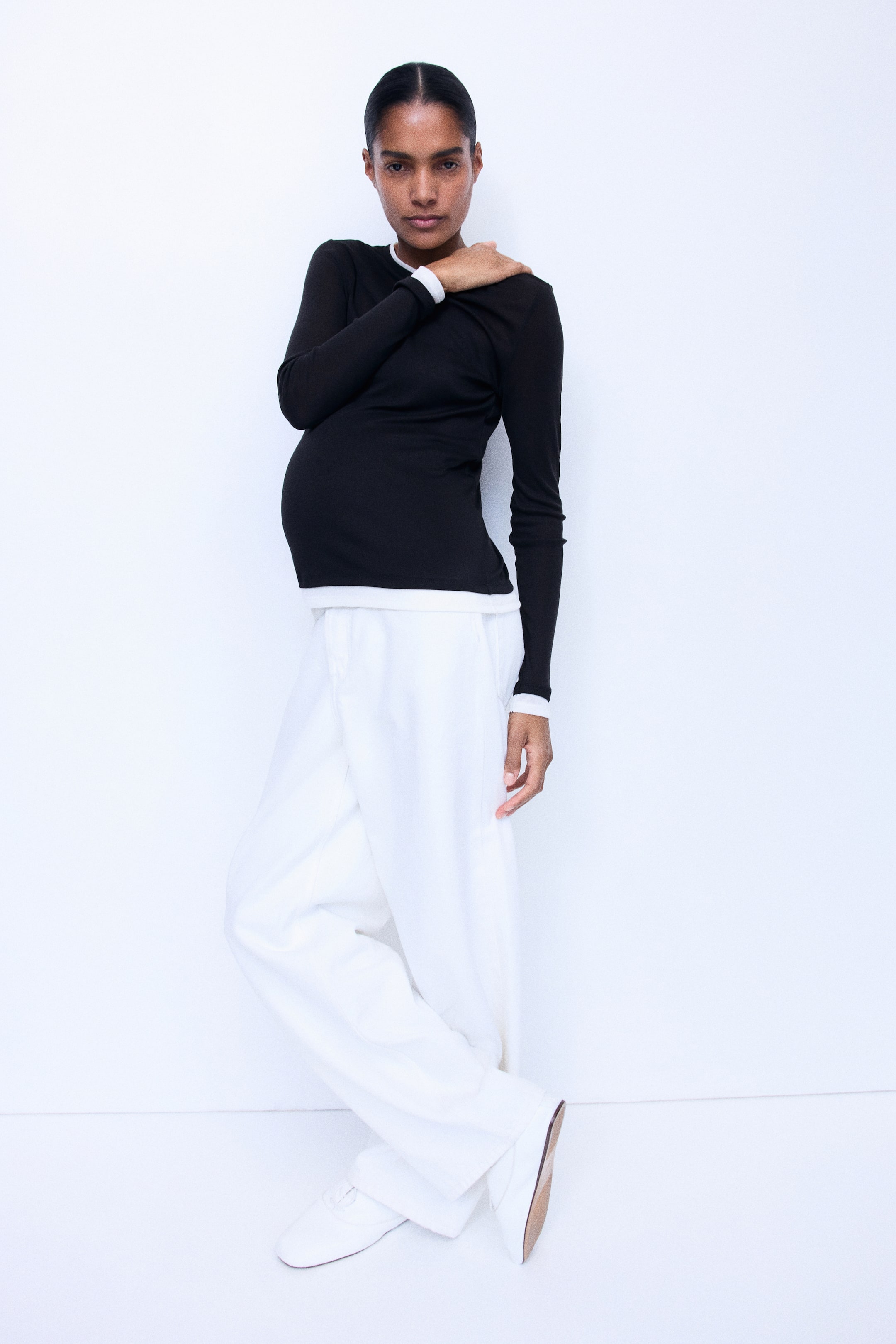 View larger image: MAMA Layered-look jersey top - Black - Ladies | H&M 1