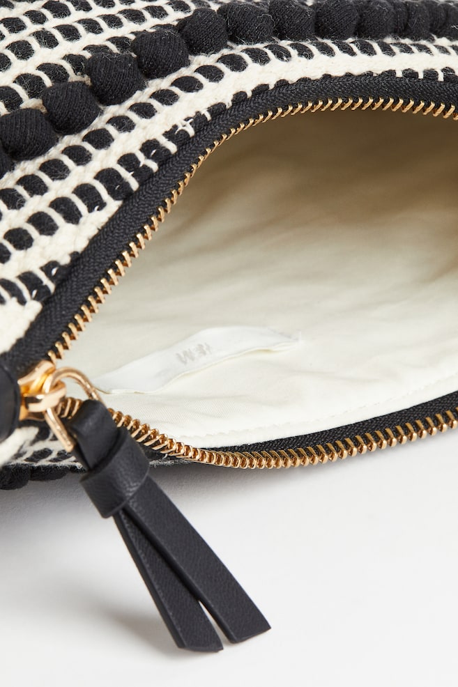 Textured-weave shoulder bag - Black/Striped/White - 3