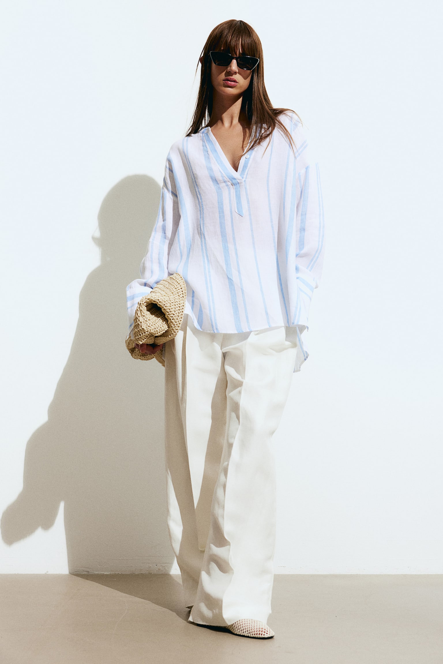 Popover Linen Shirt - White/Stripe/White/Stripe/White - 4