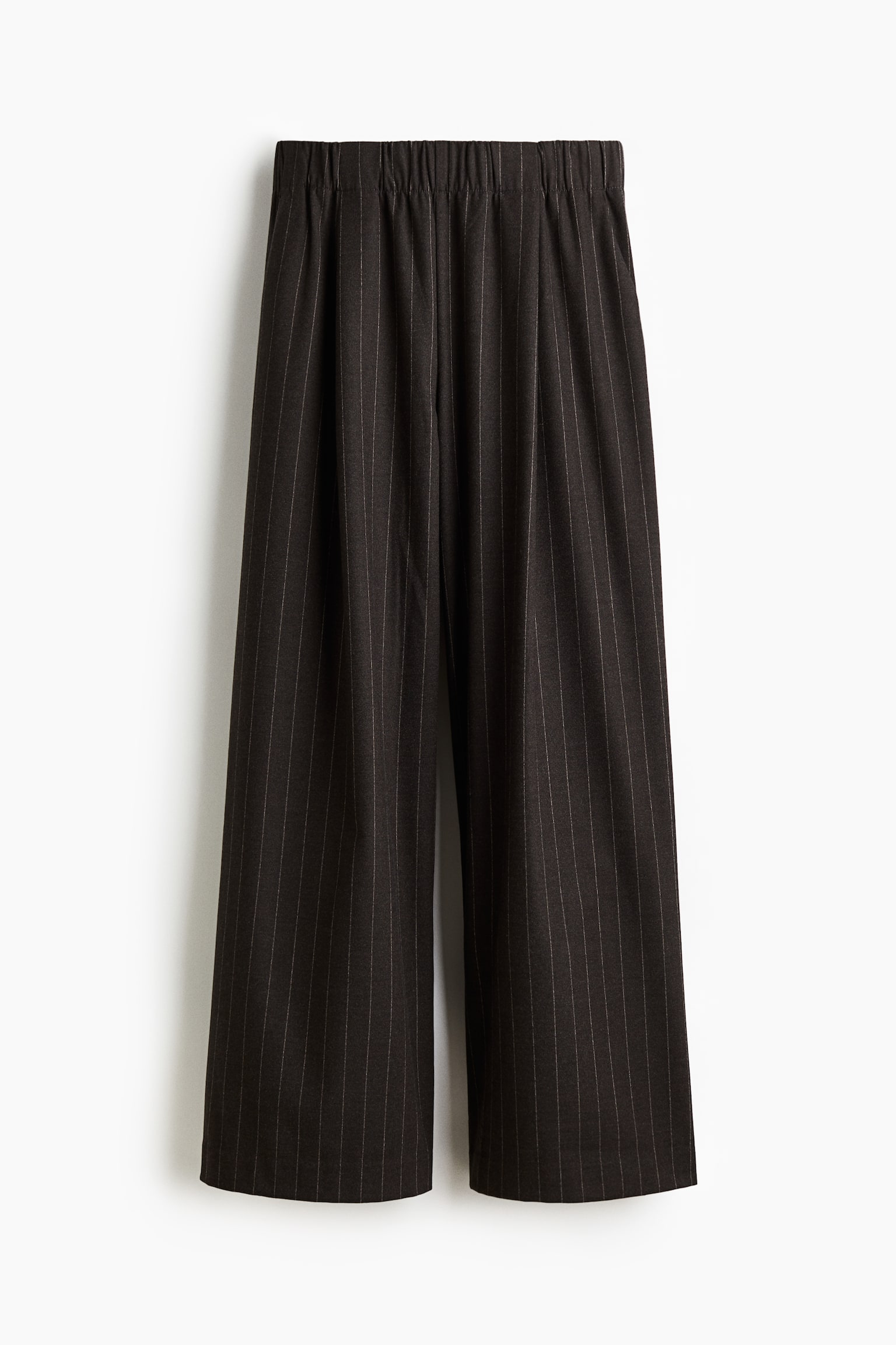 Wide pull-on trousers - Dark brown/Pinstriped/Beige/Dark grey - 2