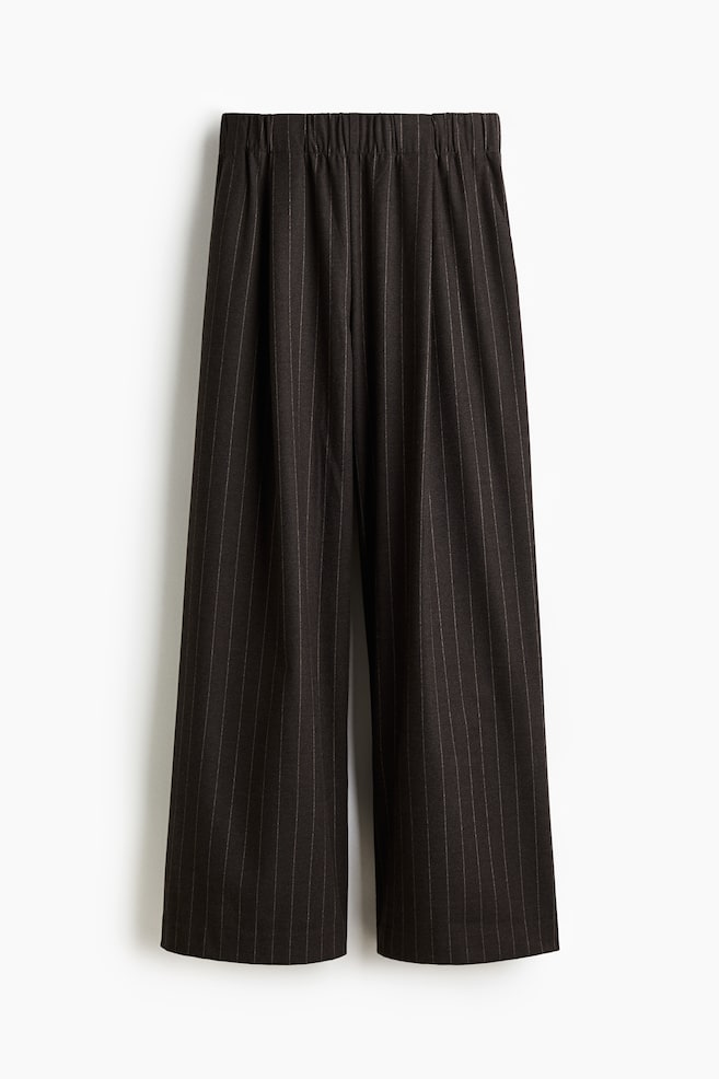 Pantaloni largi cu elastic în talie - Maro-închis/dungi fine - 1