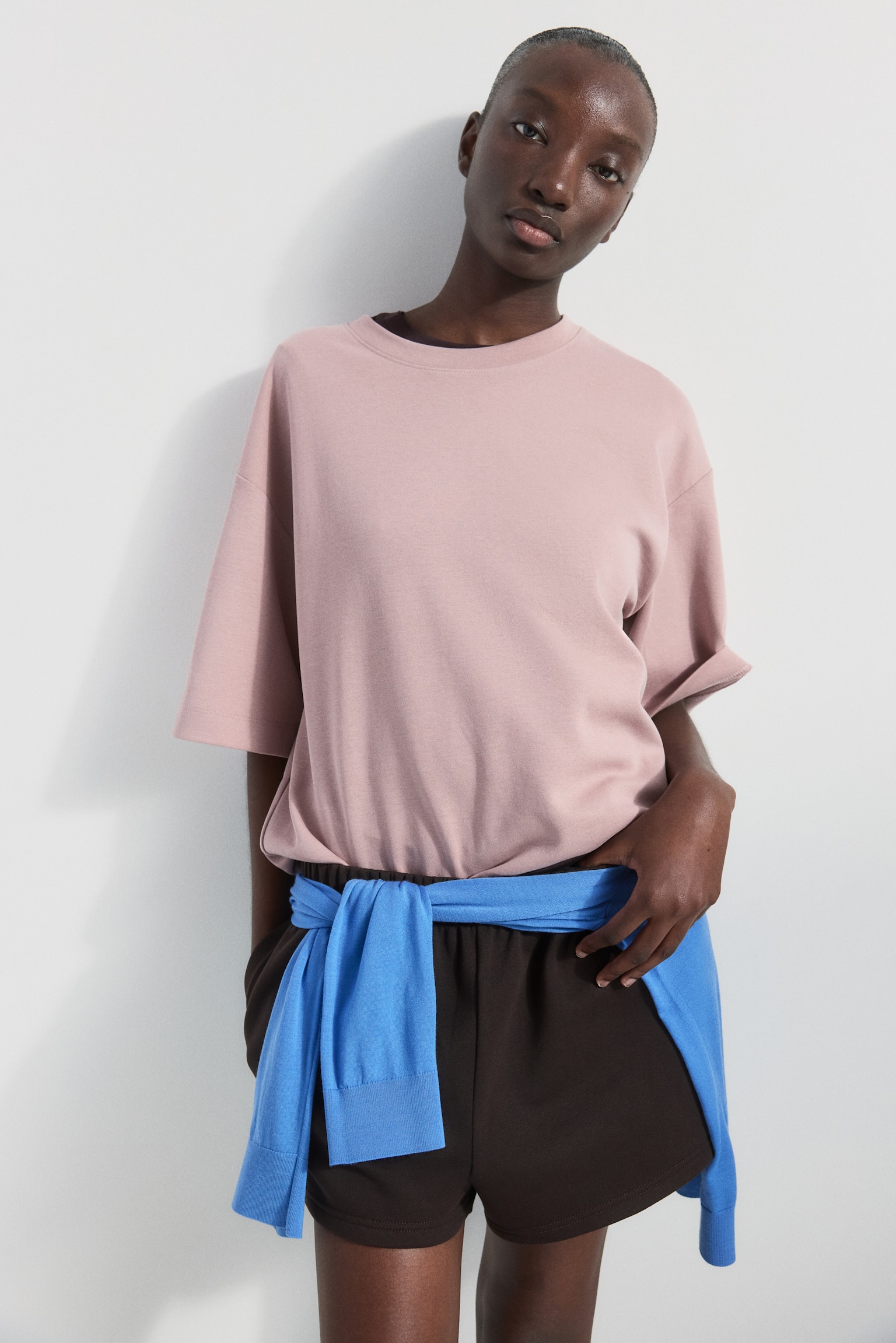 Interlock T-shirt - Light dusty pink/White/Dark purple - 1