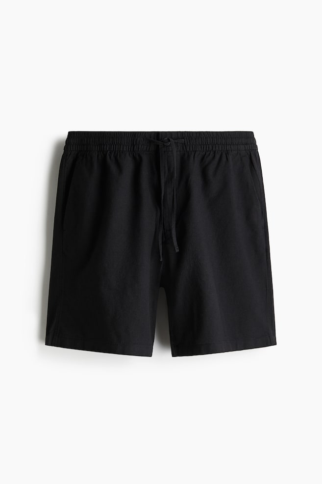 Regular Fit Linen-blend shorts - Black/Sage green/Navy blue/Cream - 1