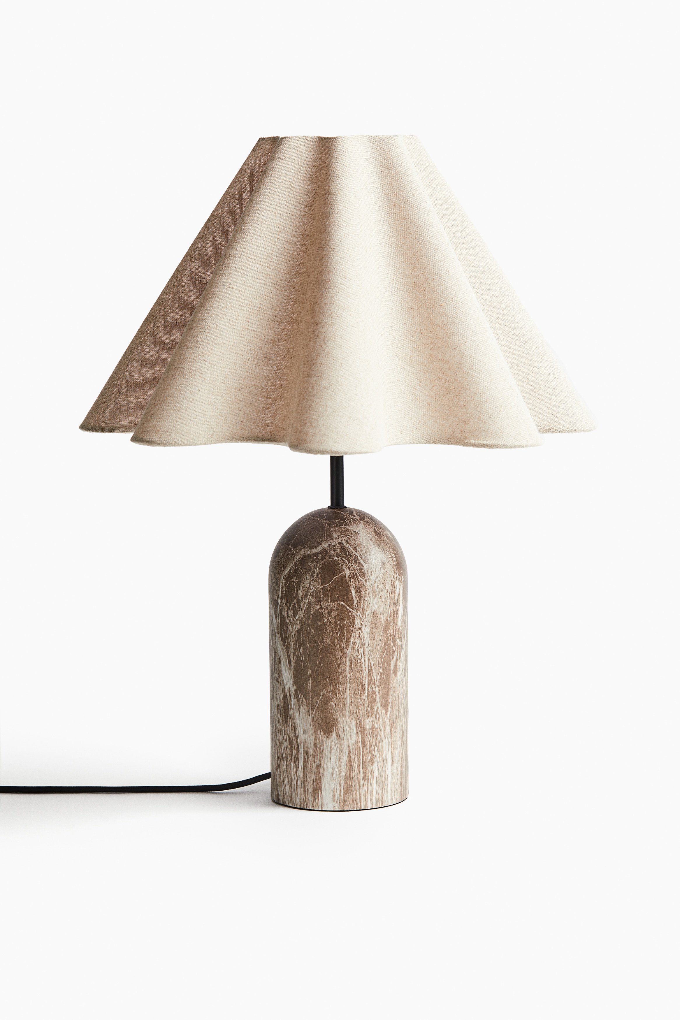 Linen-blend table lamp - Brown/Marbled/White/Marbled