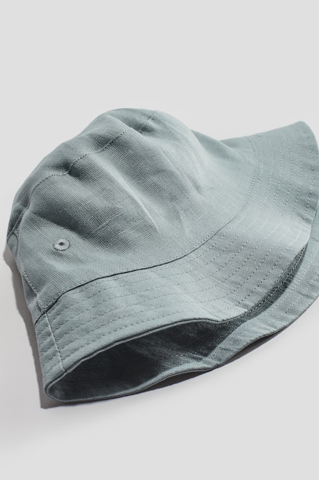 Cappello da pescatore in lino - Turchese polvere chiaro/Beige chiaro - 2