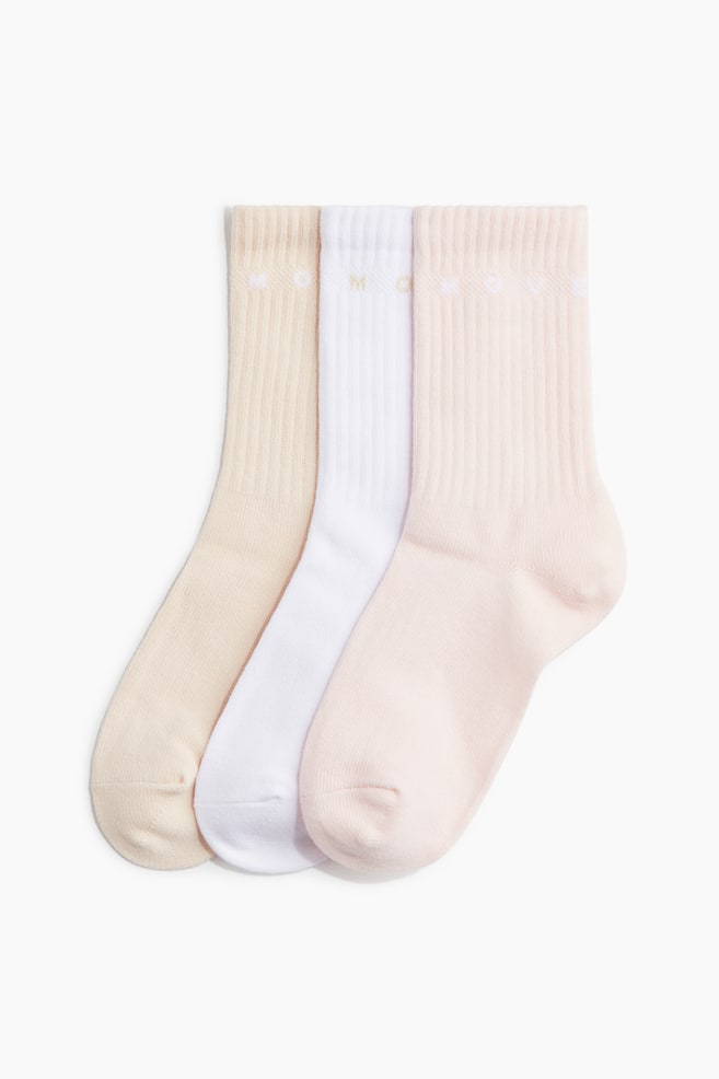 3-pack sports socks - Pink/White/White/Striped/White/Beige/White - 1
