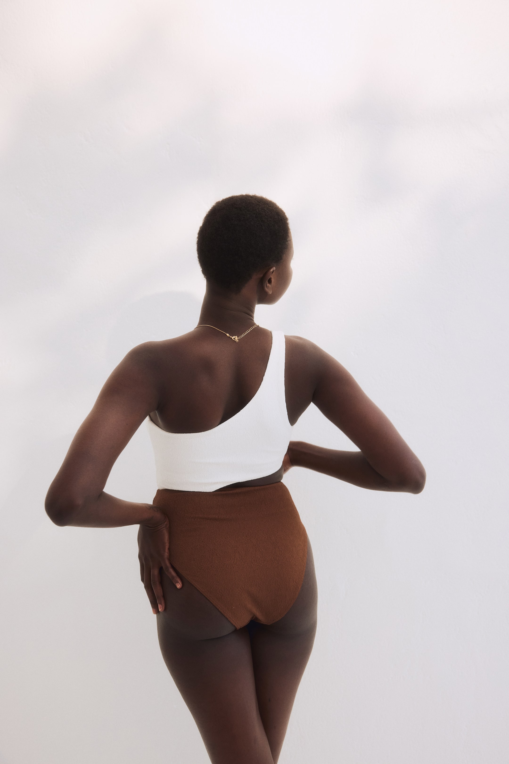 Padded-Cup High-Leg One-Shoulder Swimsuit