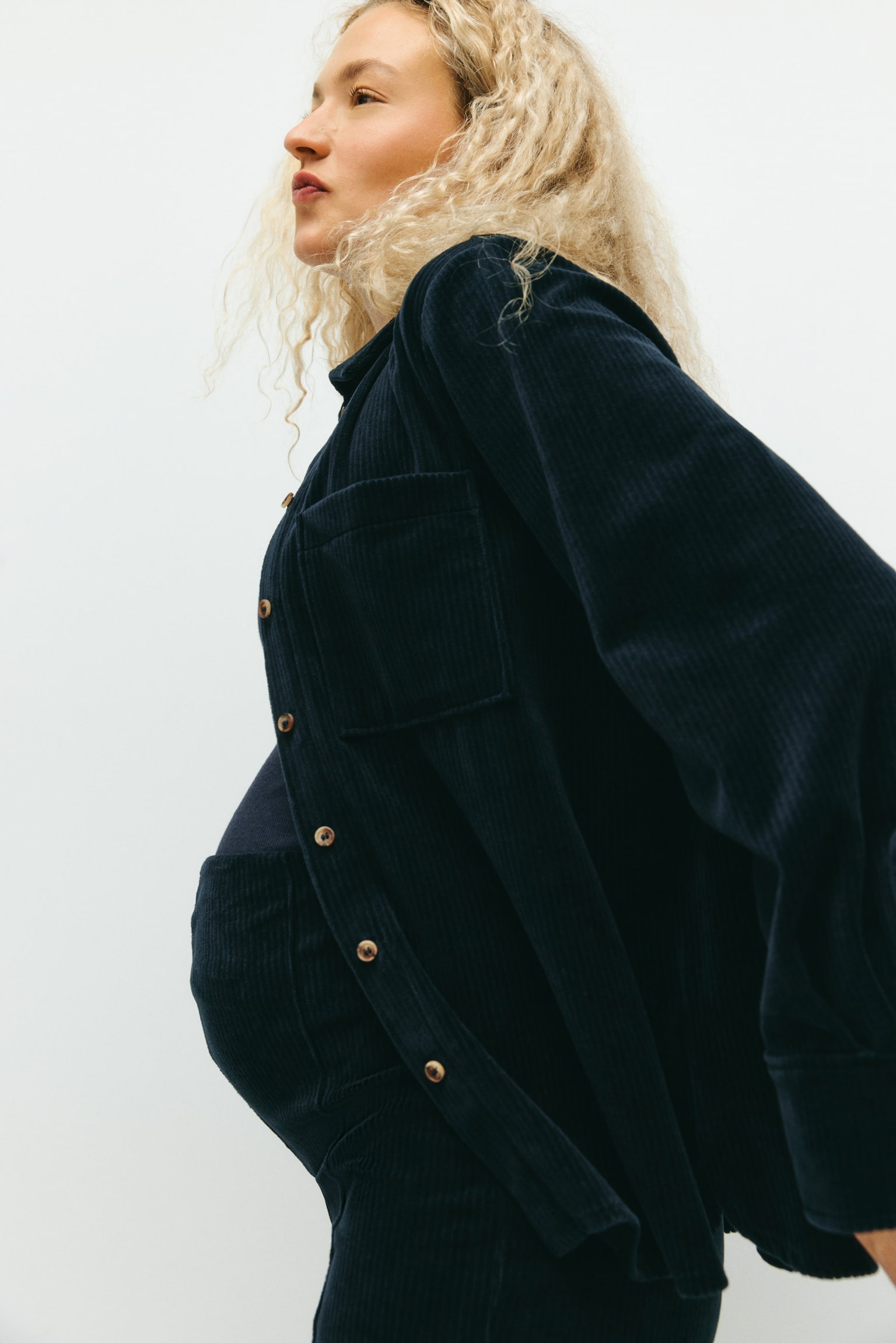 MAMA Flared velour trousers - Navy blue/Dark brown - 3