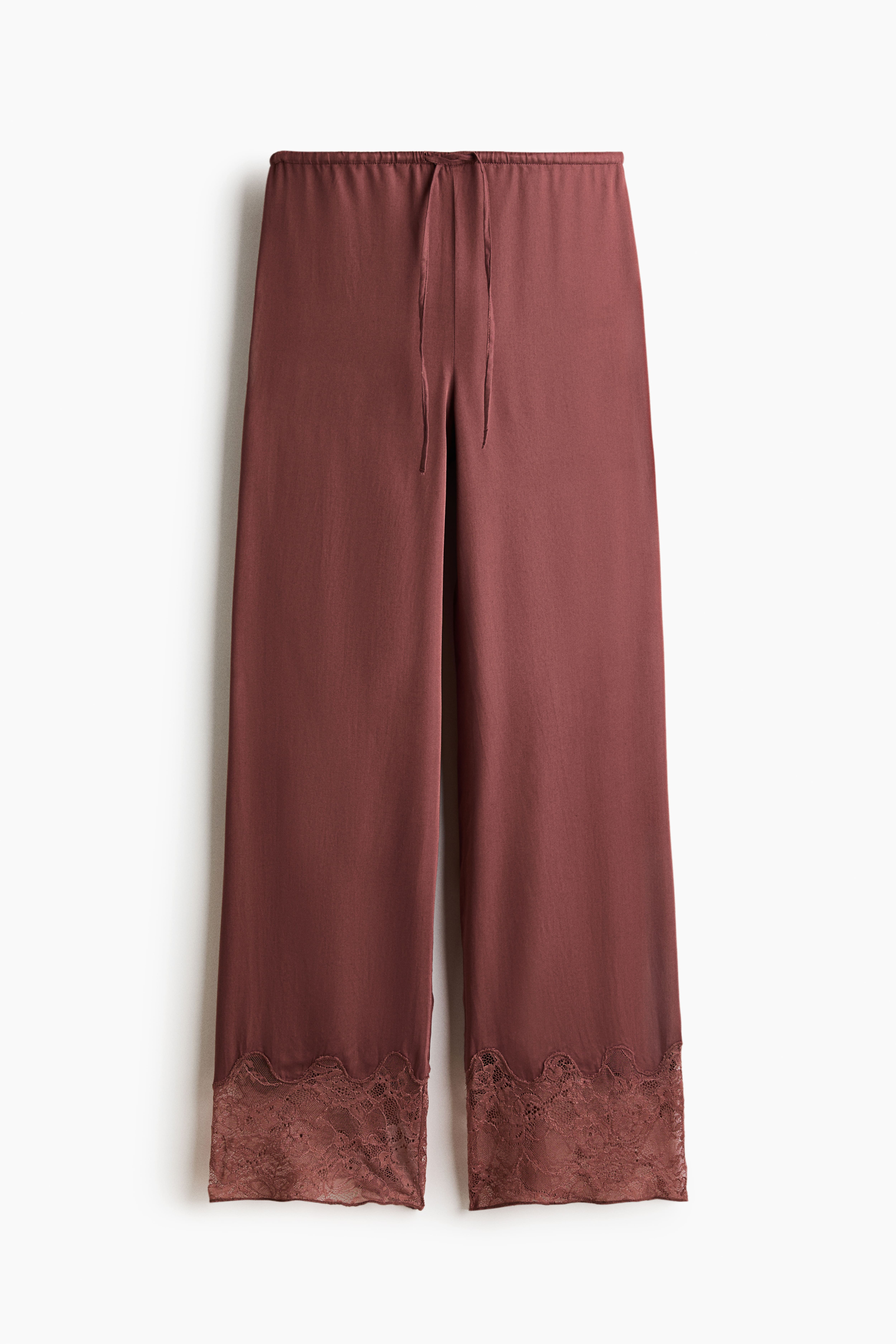 Pantalon de pyjama en satin avec dentelle