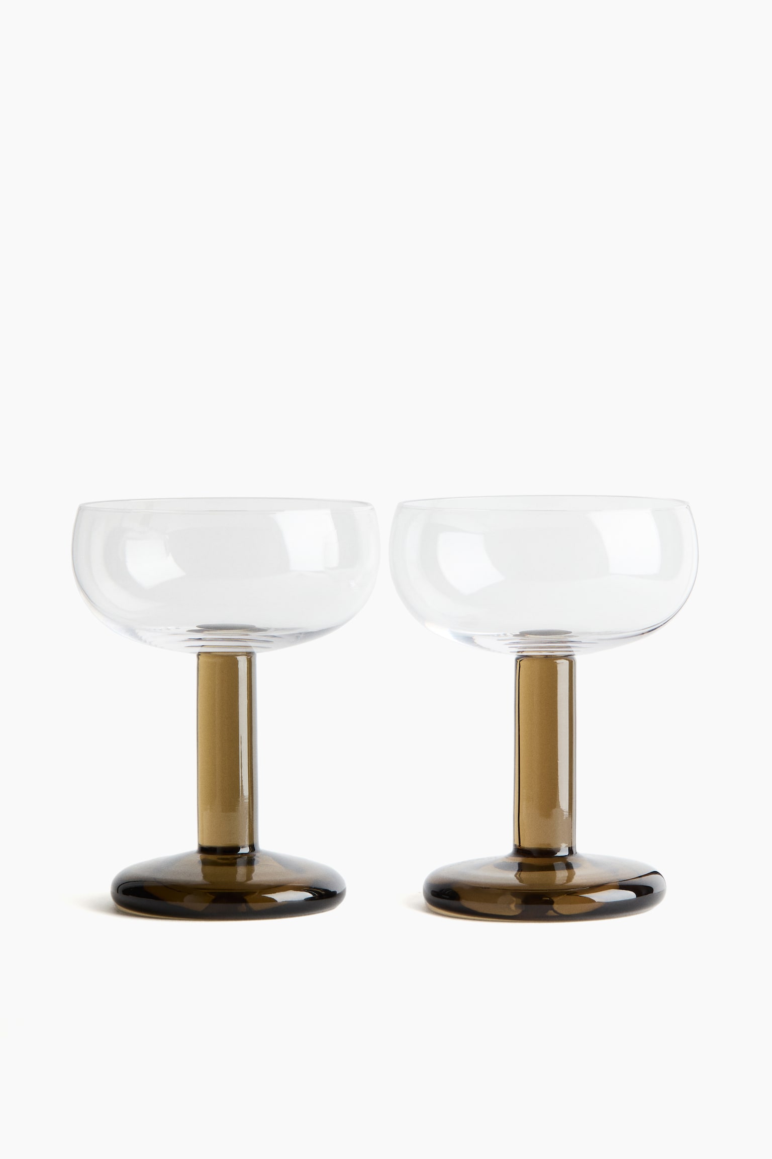 2-pack hand-blown coupe glasses - Transparent/Olive green