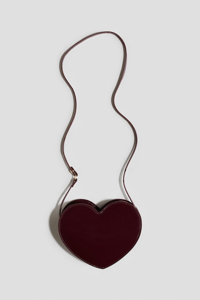 Heart-shaped shoulder bag - Dark red - 1
