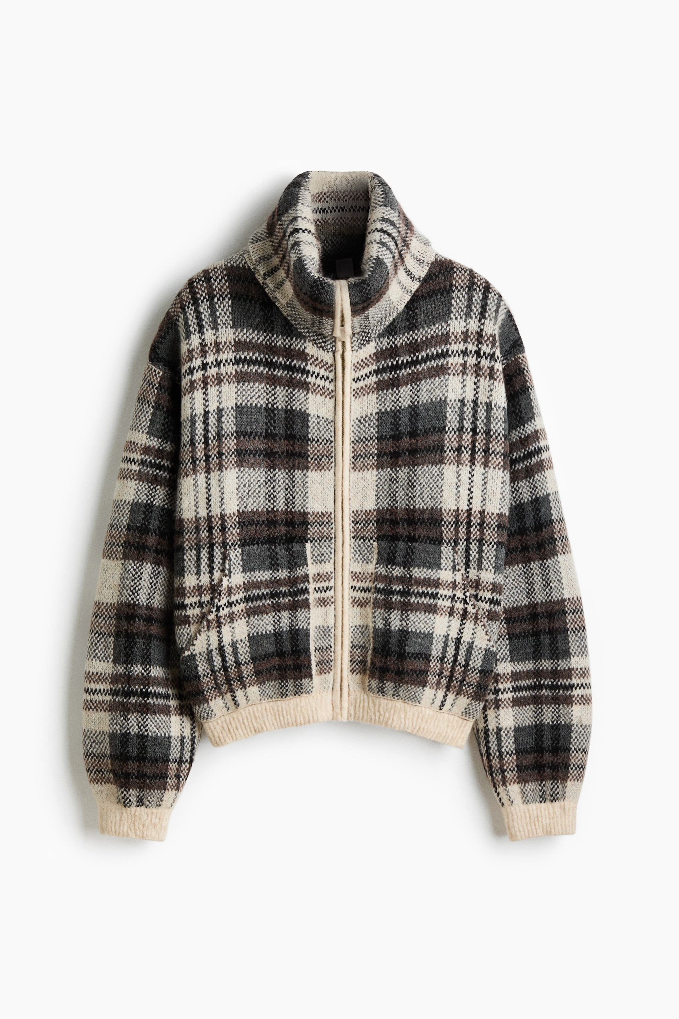 View larger image: Jacquard-Knit Jacket - Light beige/plaid - Ladies | H&M US 1