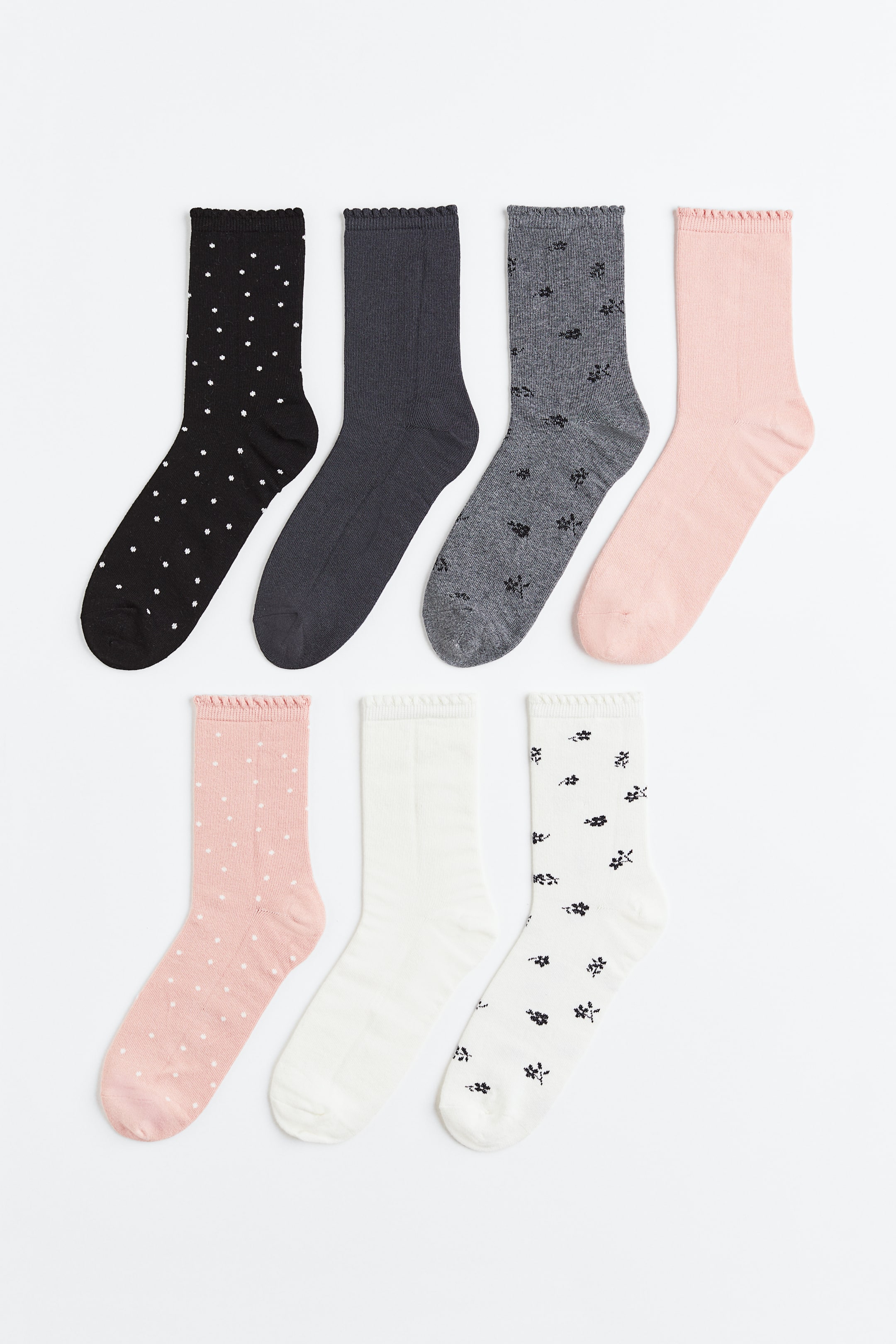Xem ảnh lớn hơn: Bộ 7 đôi tất - Màu hồng nhạt/Xám đậm - Kids | H&M VN 1