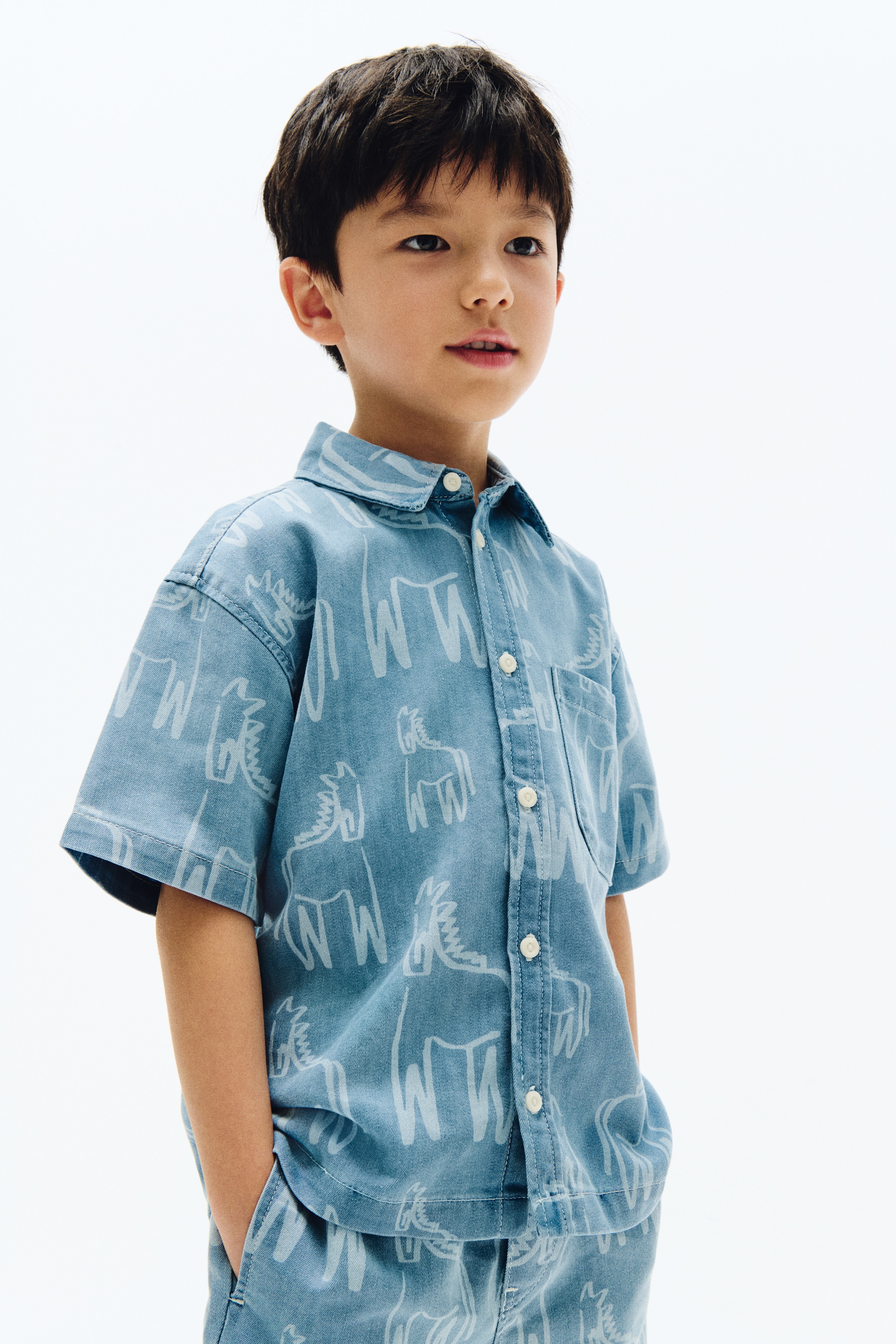 Printed Denim Shirt - Denim blue/horses