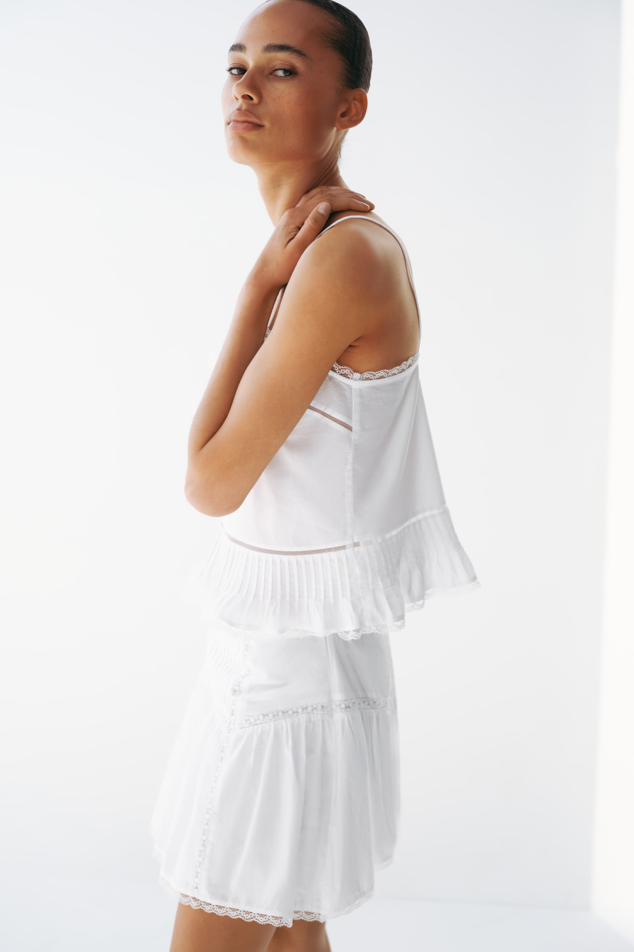 Женские юбки H&M Lace-Trimmed Cotton Skirt — фото 3