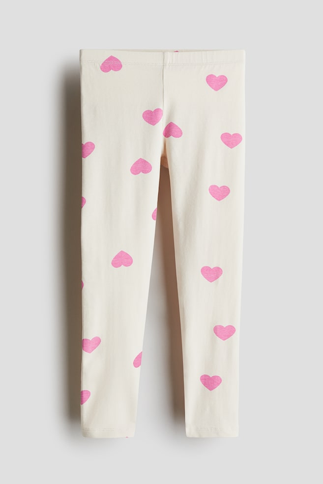 Leggings - Cream/hearts/Dark gray/hearts/White/pink striped/Dark gray/hearts - 1