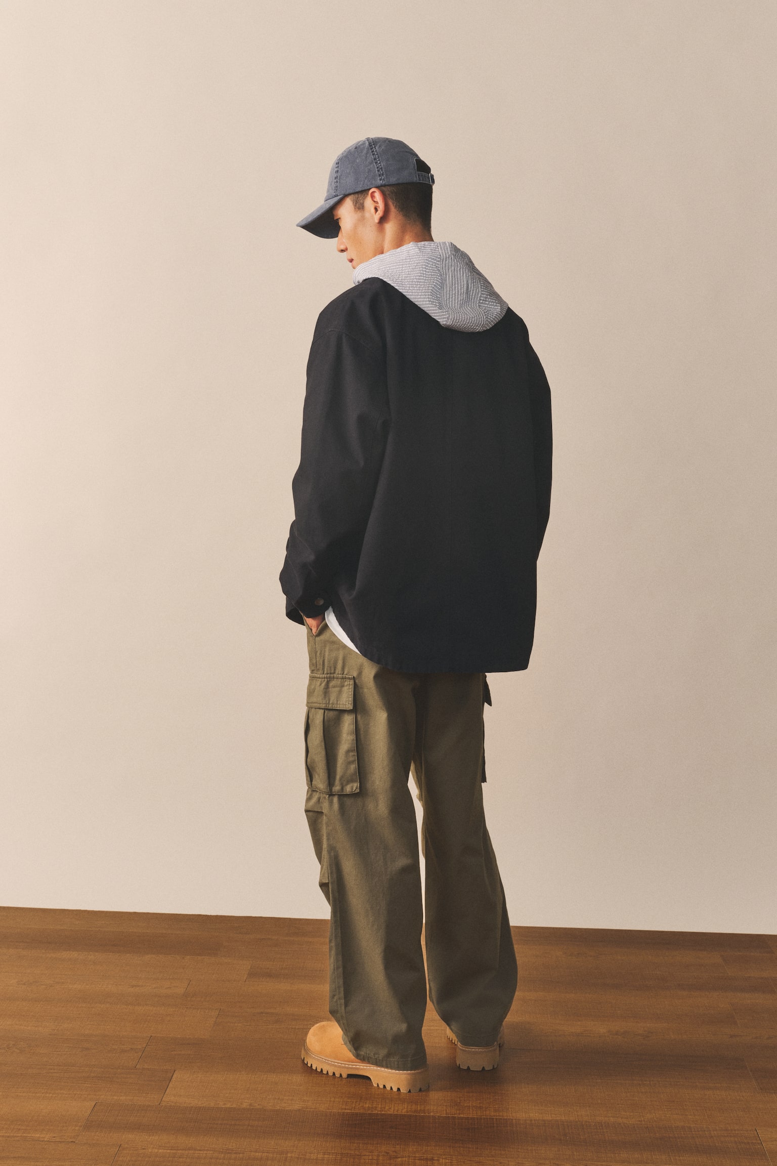 寬鬆工作褲 - 卡其綠/黑色 - 6