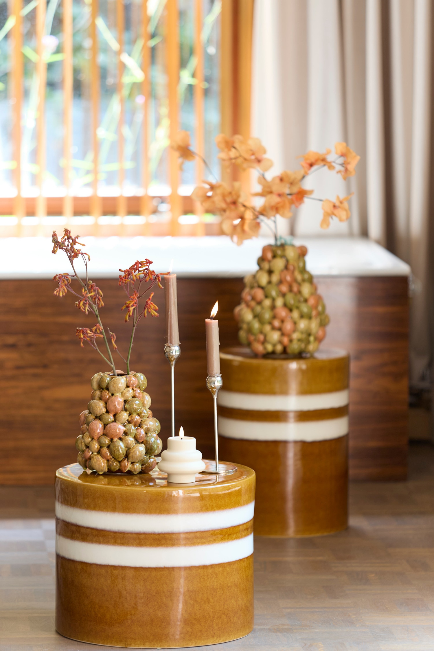 Mooca Side Table - Brown/Green/Blue