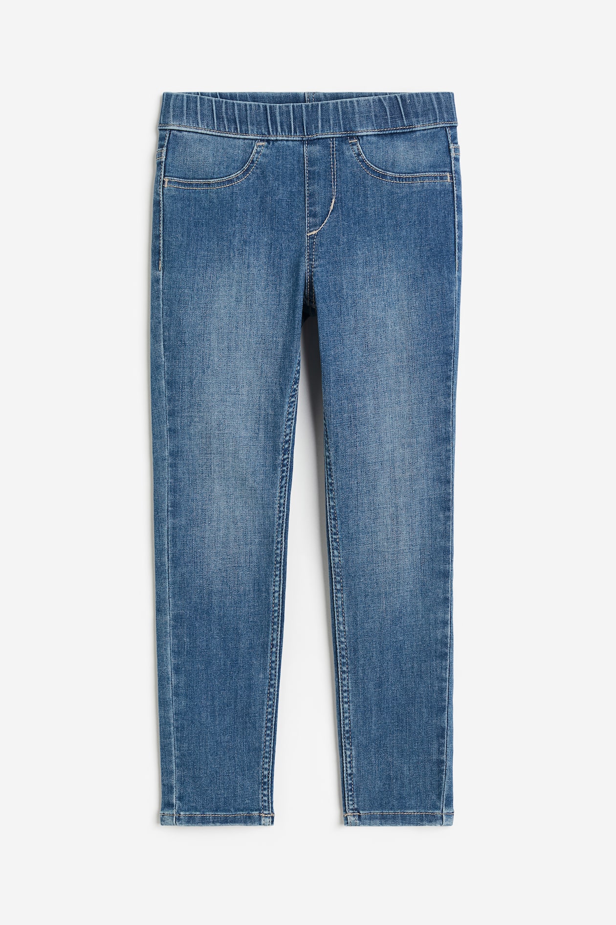 Babyhug Full Length Washed Denim Jegging With Mushroom Embroidery & Stretch - Blue main image 1