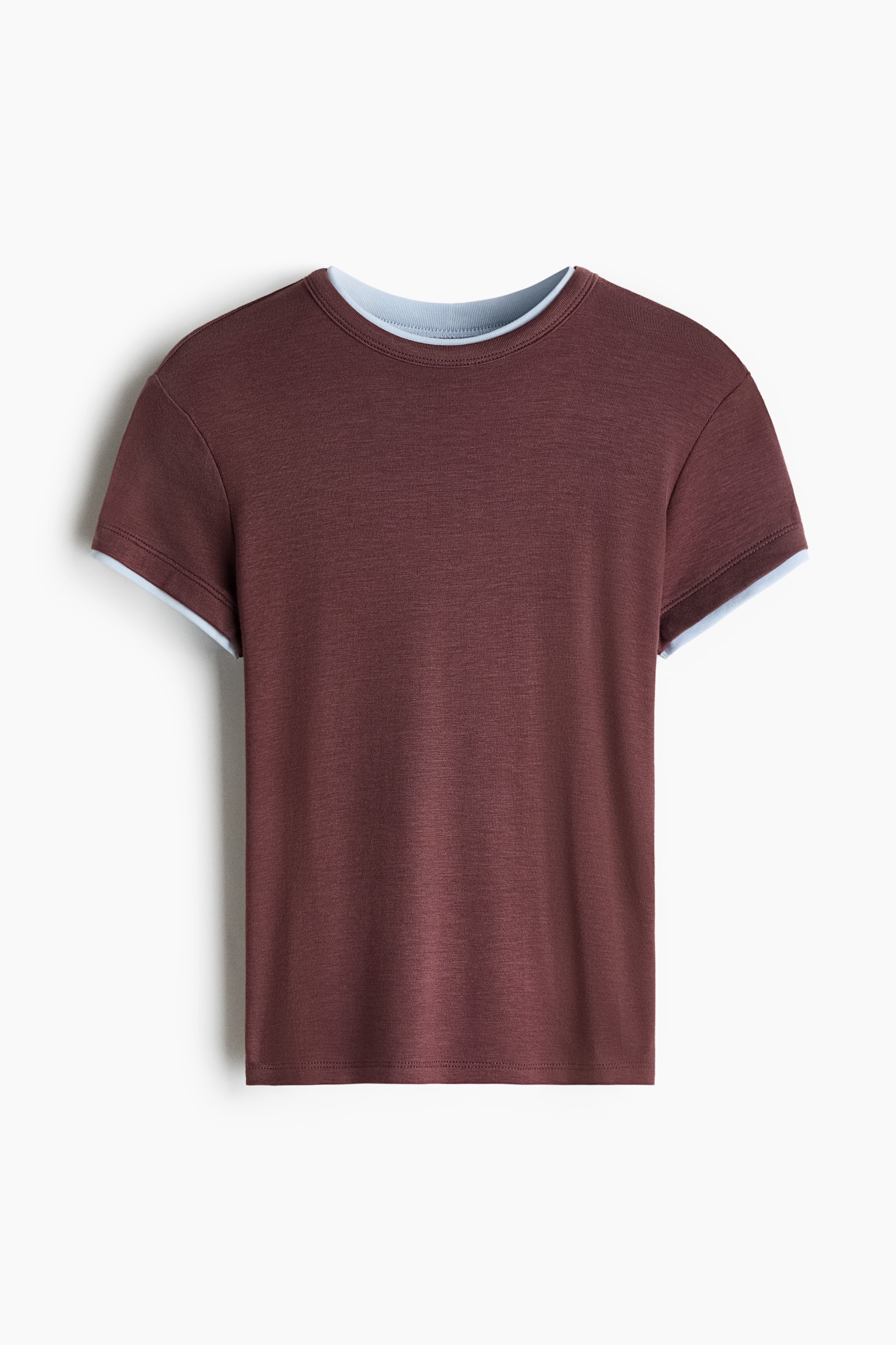 Layered-look T-shirt - Rust red/Light blue/Yellow/Brown